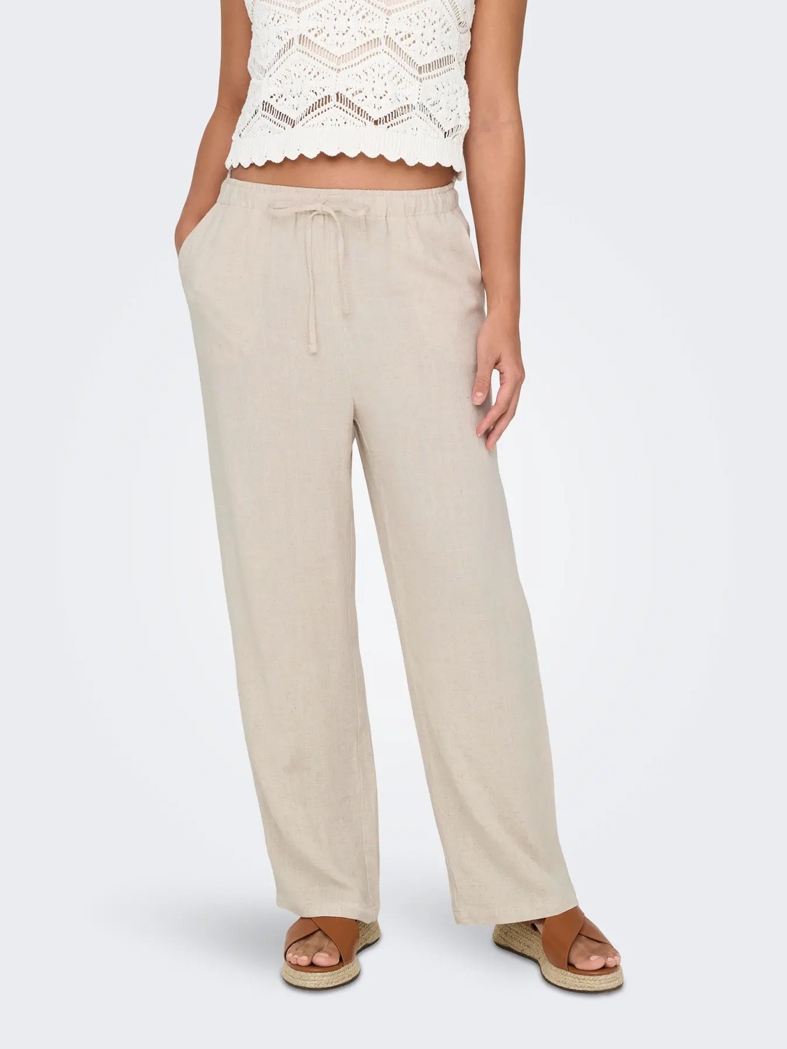 Only Açık Kahve Kadın Pantolon Onlsıesta Mw Pull-Up Lınen Bl Pnt N - 15322263