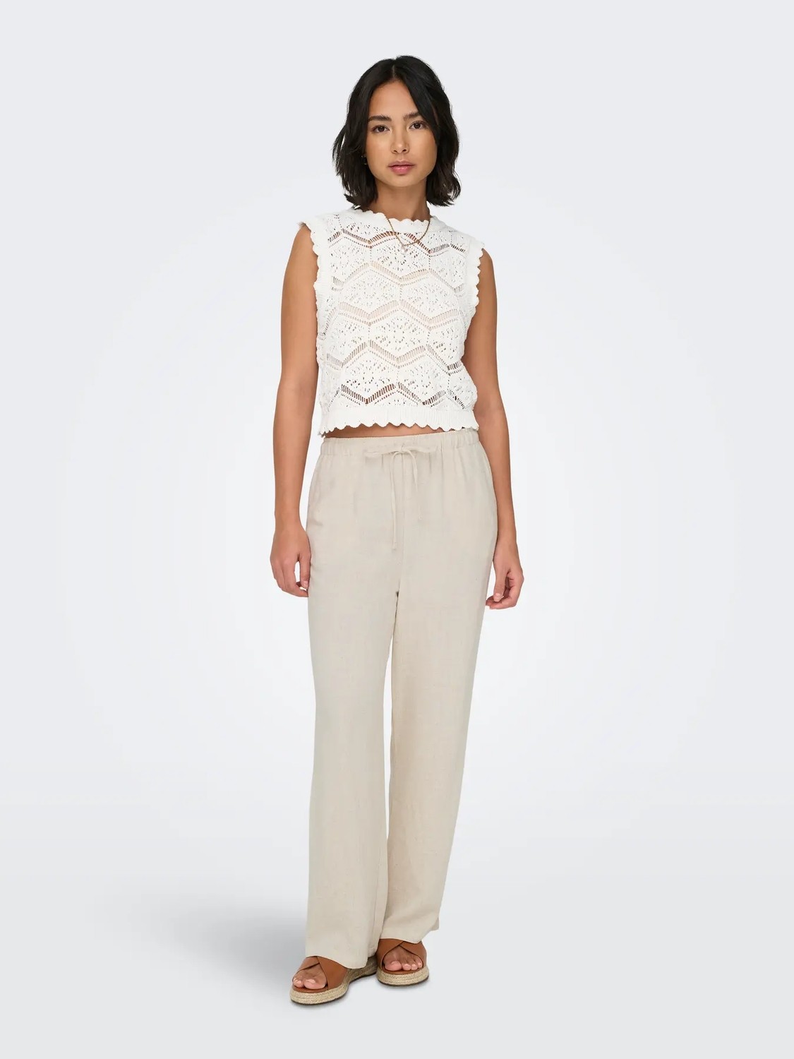 Only Açık Kahve Kadın Pantolon Onlsıesta Mw Pull-Up Lınen Bl Pnt N - 15322263 görsel 3