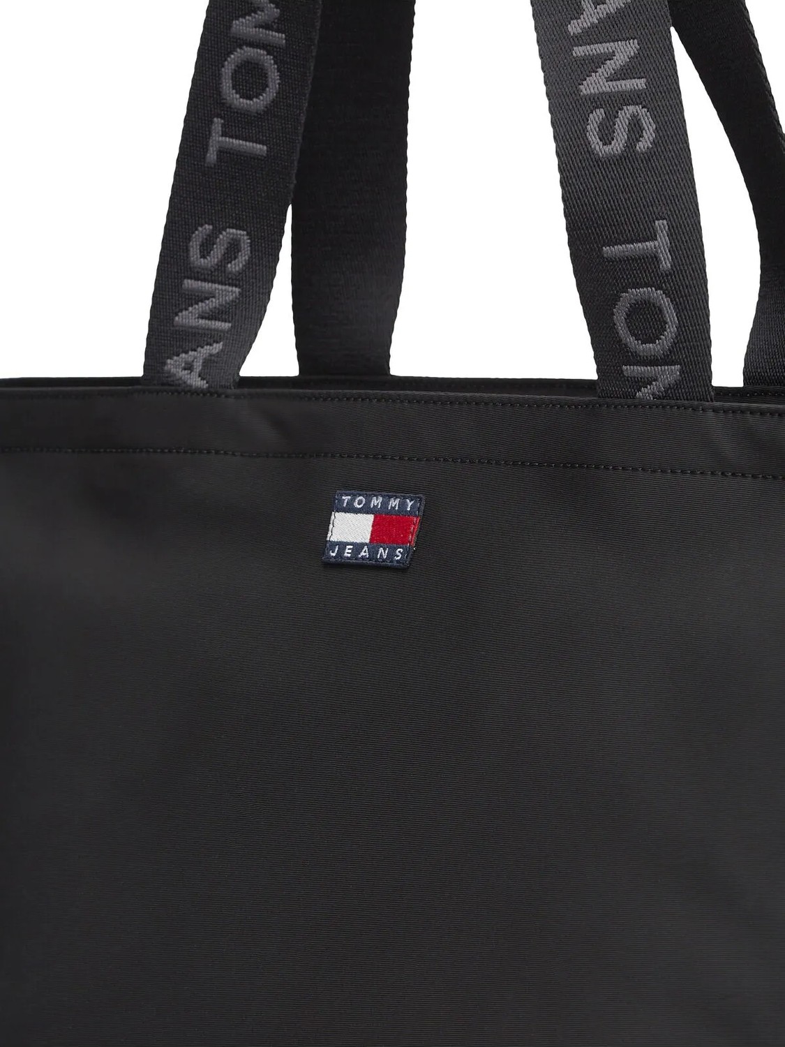Tommy Hilfiger Tommy Jeans Kadın Yazılı Askılı Tote Omuz Çantası %100 Polyester Siyah Modern Tasarım görsel 5