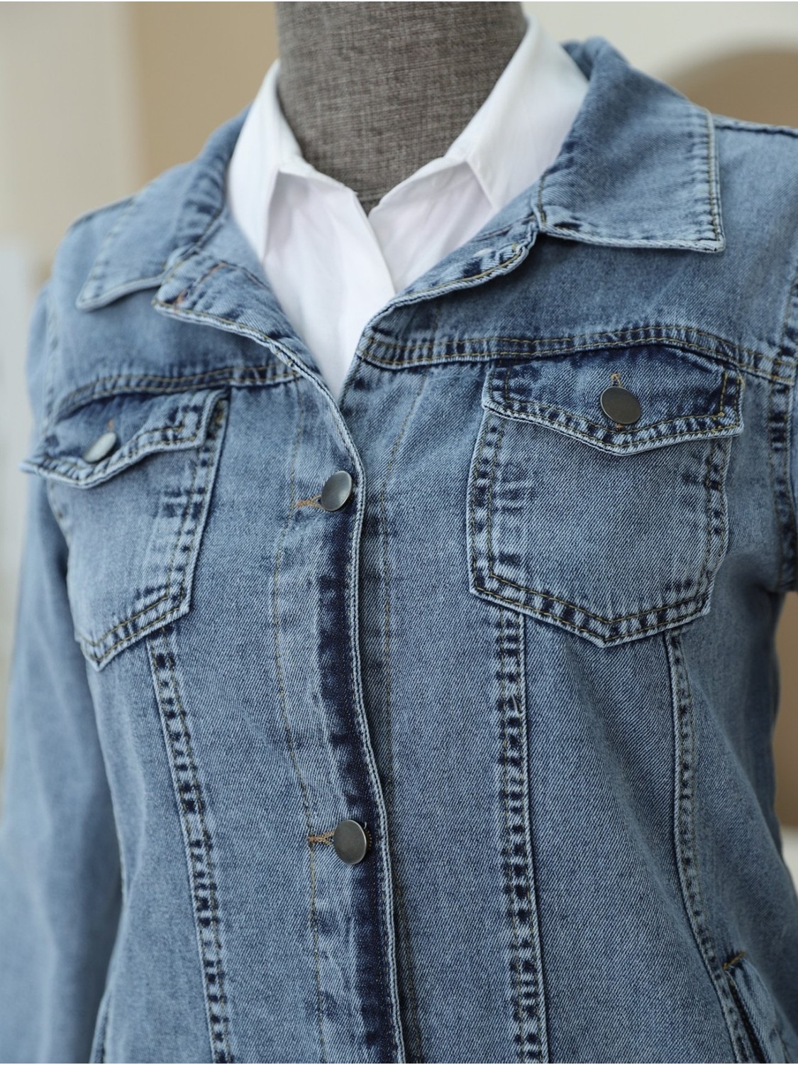 Moda Morfo Cep Detaylı Random yıkama Kot ceket -Siyah görsel 6