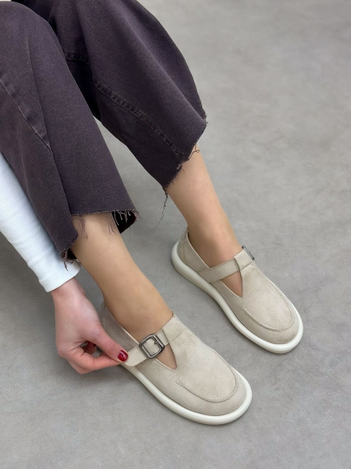 Erva'nın Butiği Siyah Süet (Olivia) Toka Detaylı Kadın Loafer görsel 3