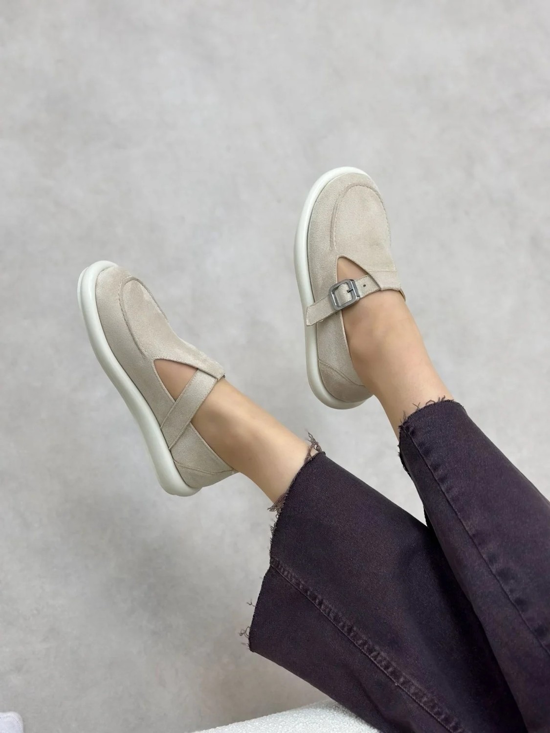 Erva'nın Butiği Siyah Süet (Olivia) Toka Detaylı Kadın Loafer görsel 4