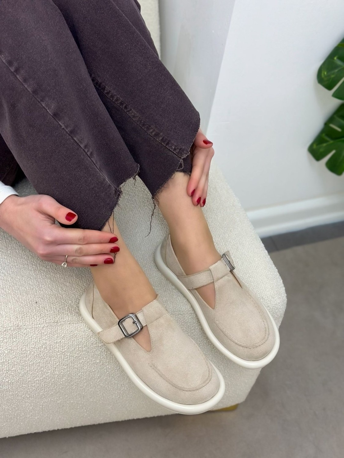 Erva'nın Butiği Siyah Süet (Olivia) Toka Detaylı Kadın Loafer görsel 5