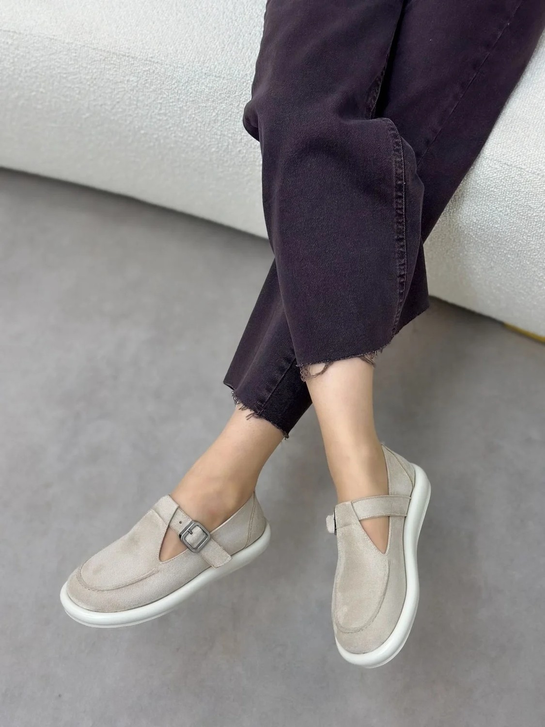 Erva'nın Butiği Siyah Süet (Olivia) Toka Detaylı Kadın Loafer görsel 6