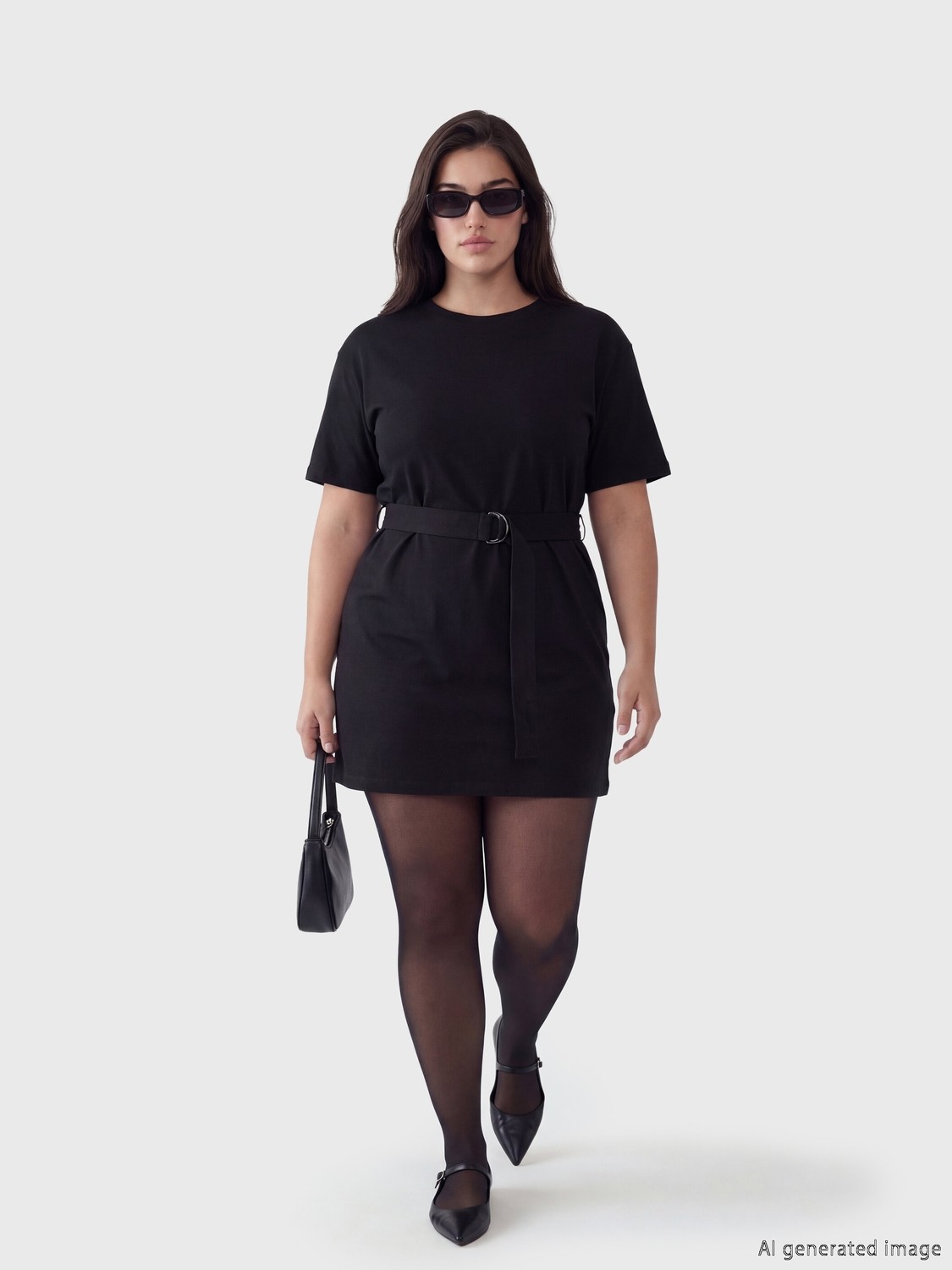 Soulife Petite Bisiklet Yaka Kemerli Mini Elbise görsel 2