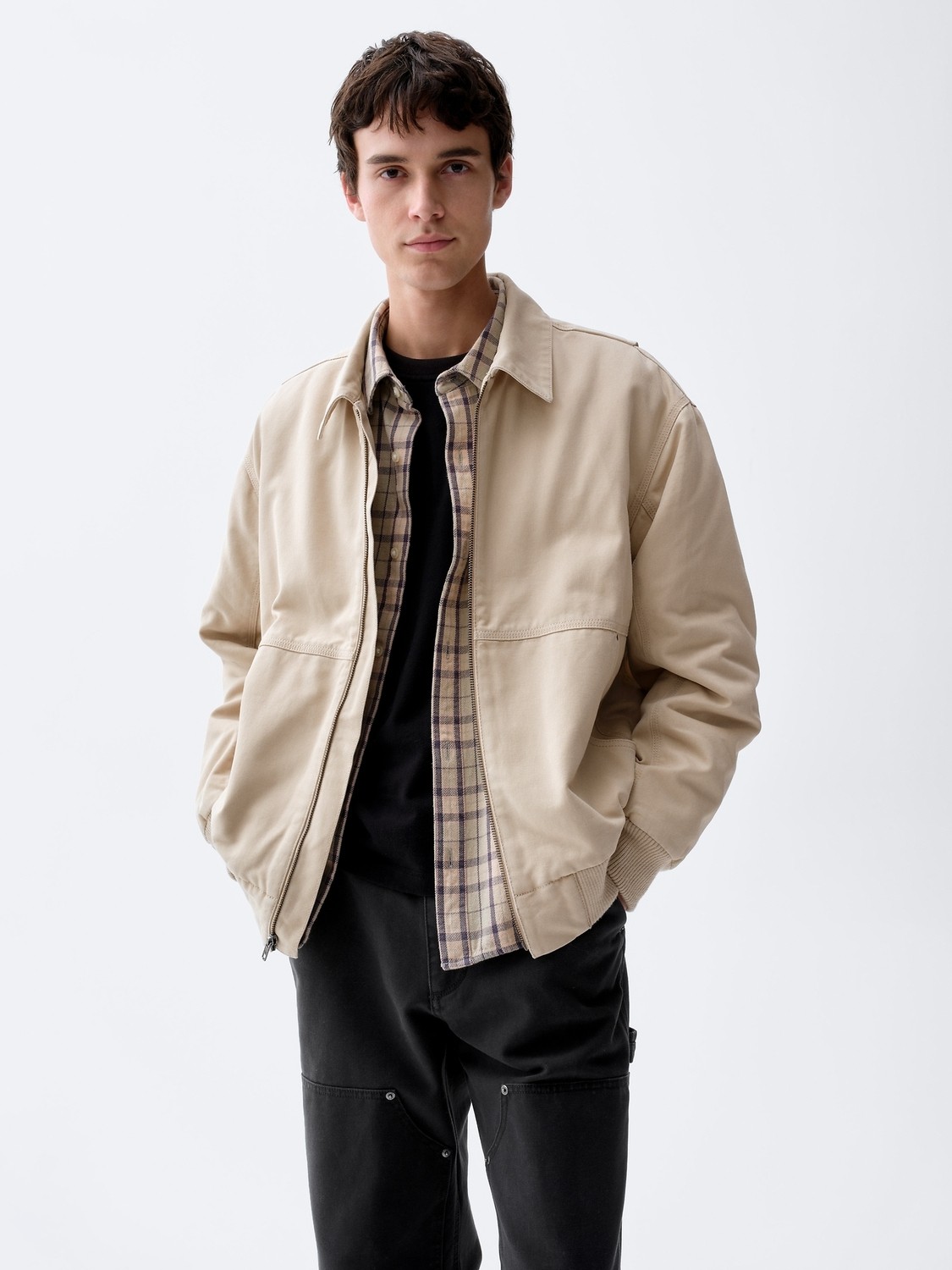 Gap Erkek Siyah Canvas Bomber Ceket görsel 3