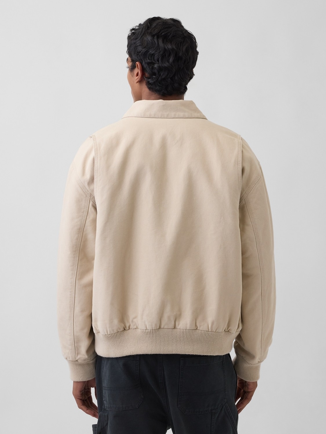 Gap Erkek Siyah Canvas Bomber Ceket görsel 6