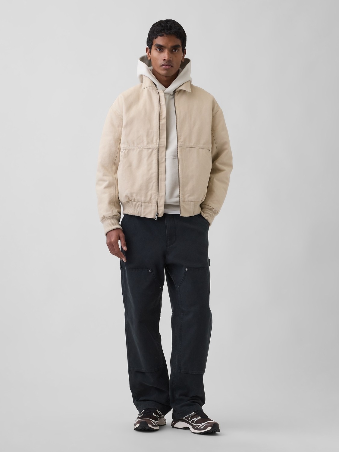 Gap Erkek Siyah Canvas Bomber Ceket görsel 7