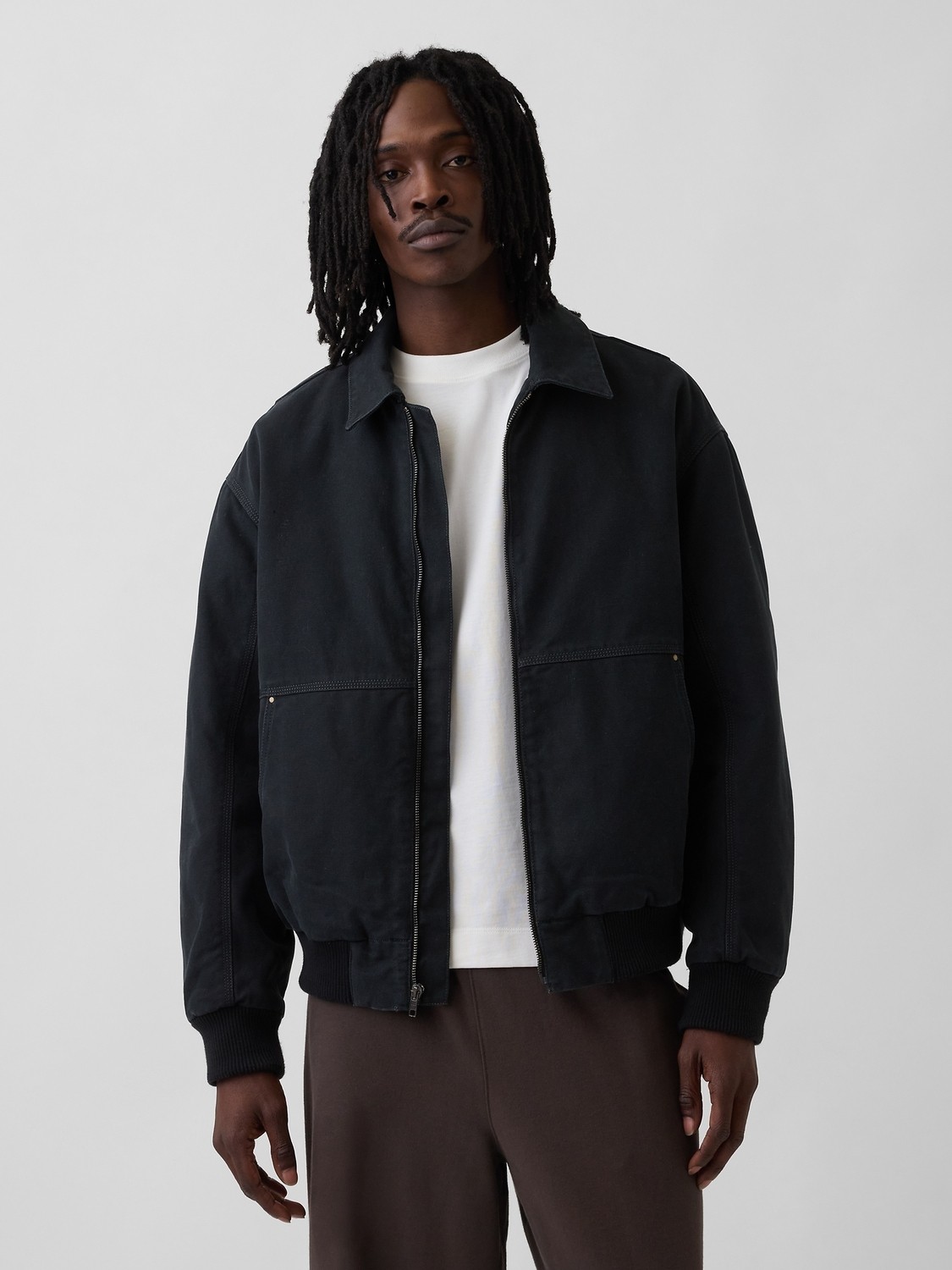 Gap Erkek Siyah Canvas Bomber Ceket görsel 8