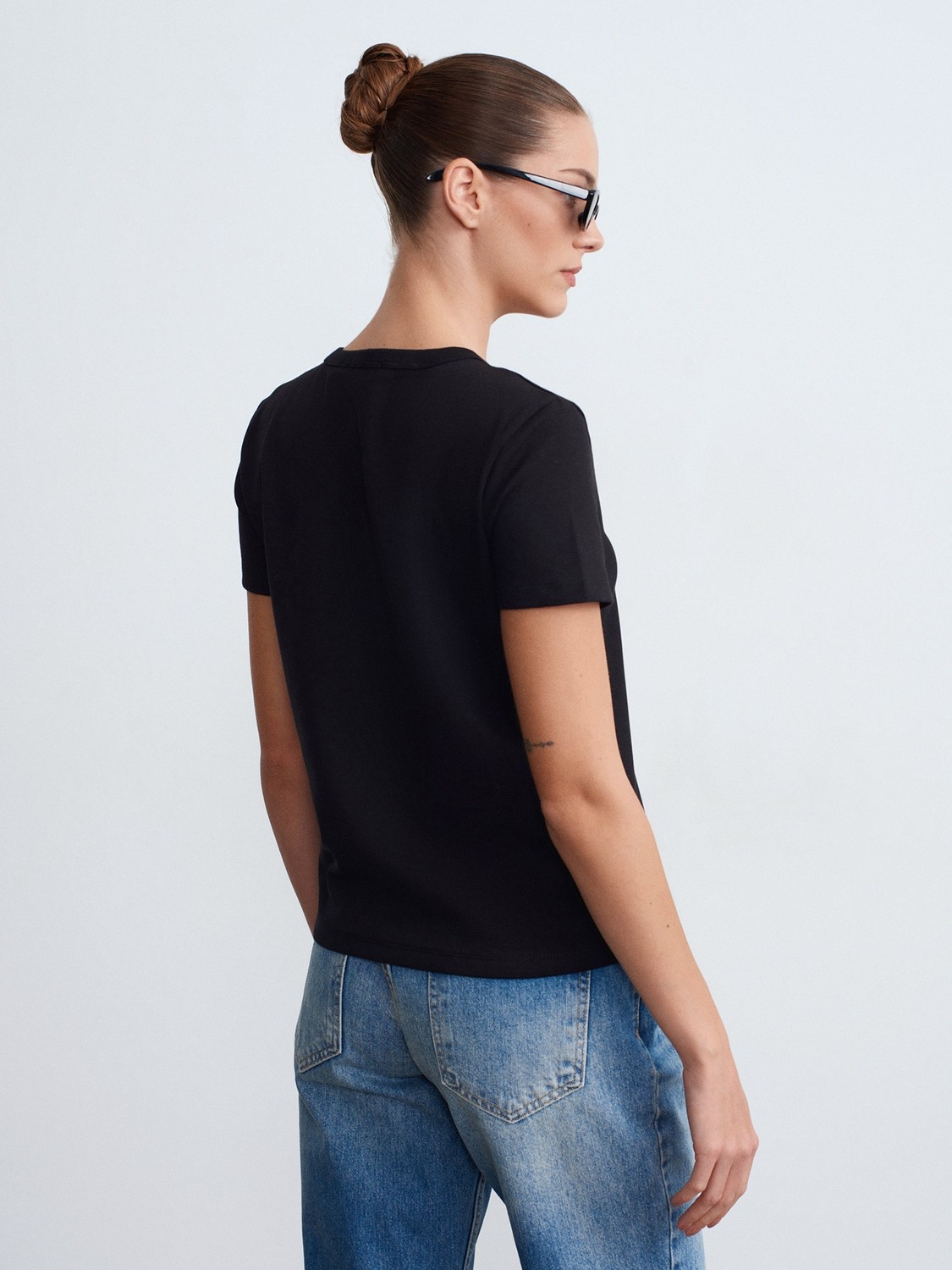 Dilvin 32779 Bisiklet Yaka T-Shirt-Beyaz görsel 2