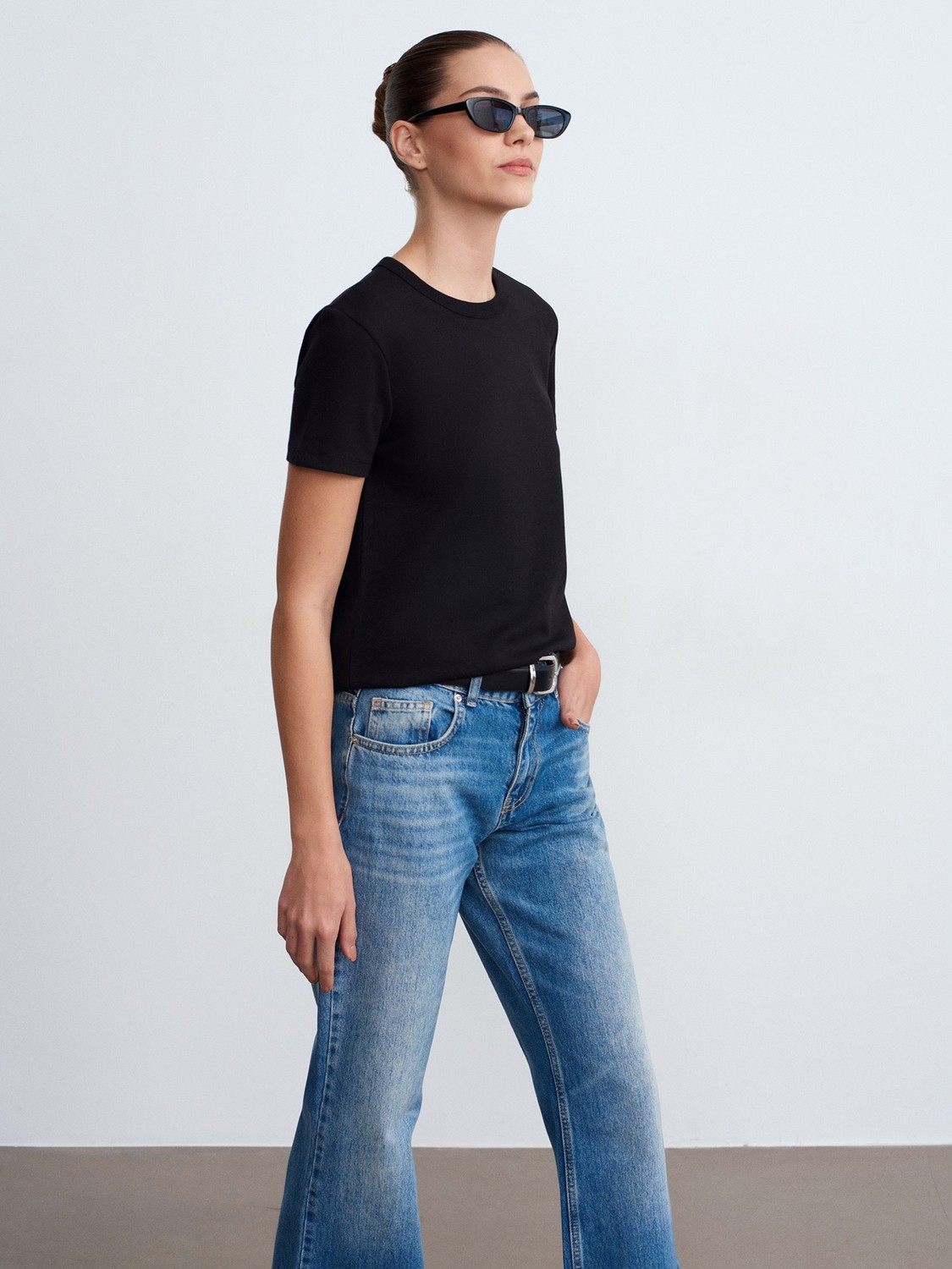 Dilvin 32779 Bisiklet Yaka T-Shirt-Beyaz görsel 3