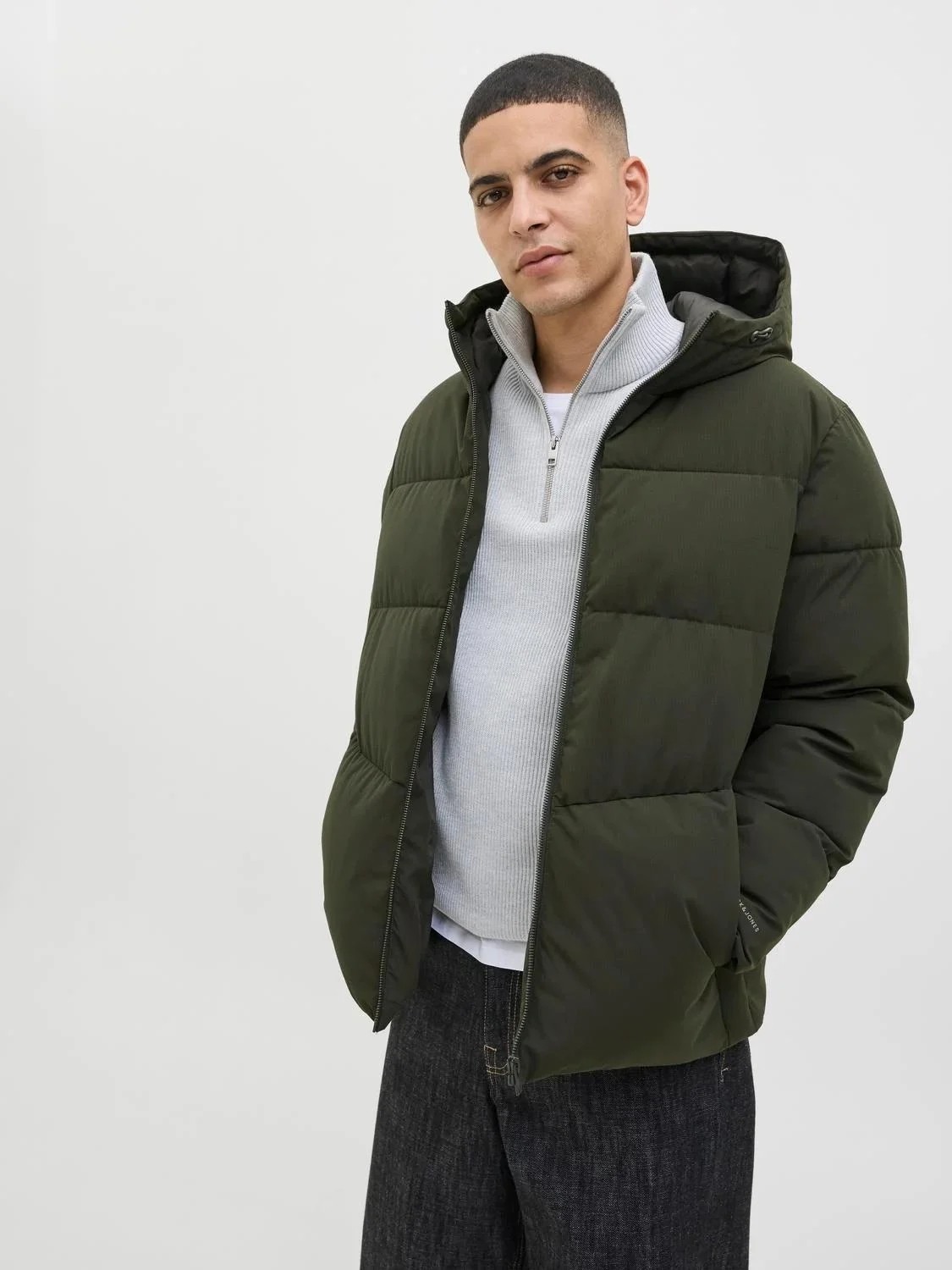 Jack & Jones Erkek Jjglobal Kapüşonlu Şişme Mont 12283517 Koyu Yeşil görsel 8