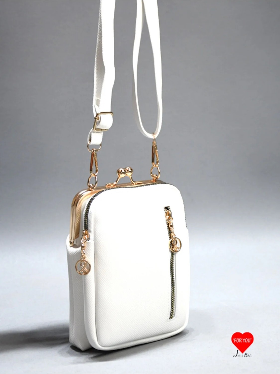 Jara Bag Paris 3 Bölmeli Su Geçirmez Beyaz Deri Çapraz Askılı Cüzdan Çanta Modern Koleksiyon görsel 7