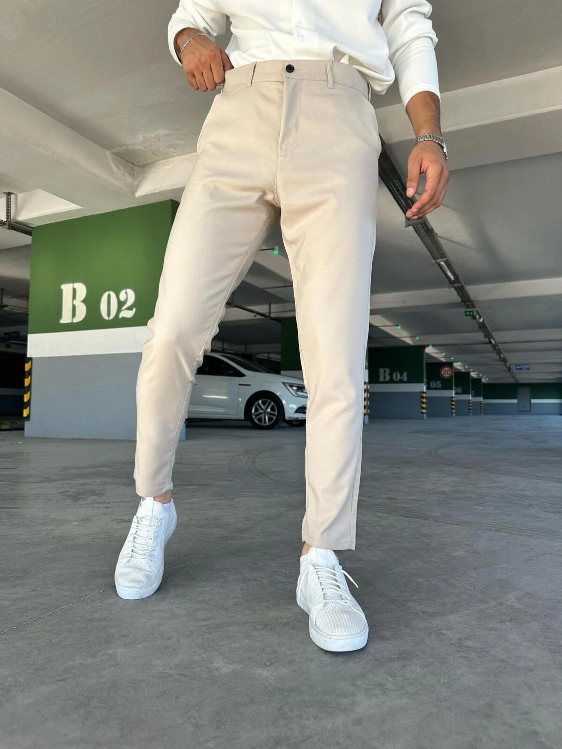 Ser Joven Erkek Siyah Slim Fit Dar Kesim Likralı Yan Cep Bilek Boy Düz Kumaş Pantolon