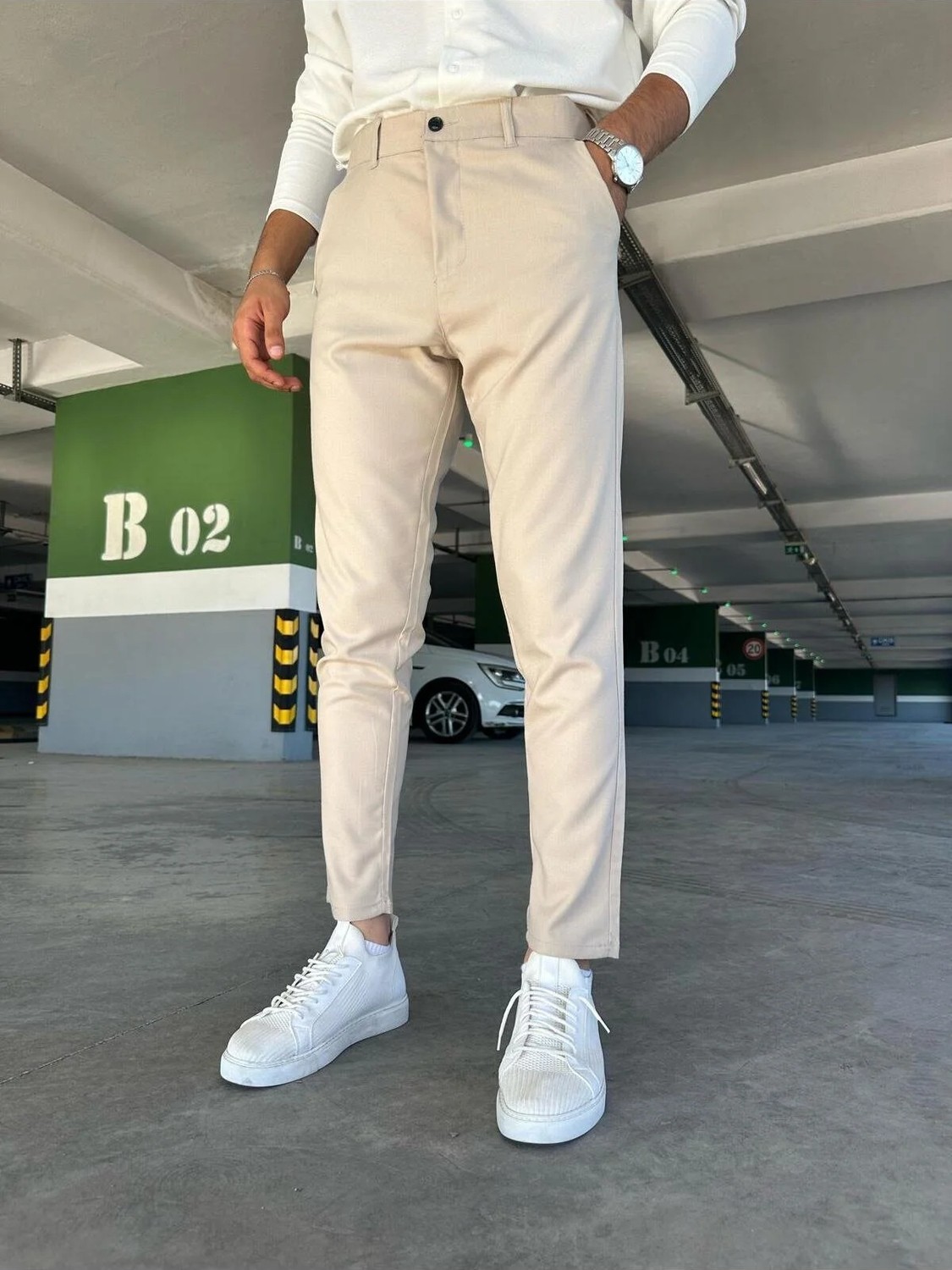 Ser Joven Erkek Siyah Slim Fit Dar Kesim Likralı Yan Cep Bilek Boy Düz Kumaş Pantolon görsel 7