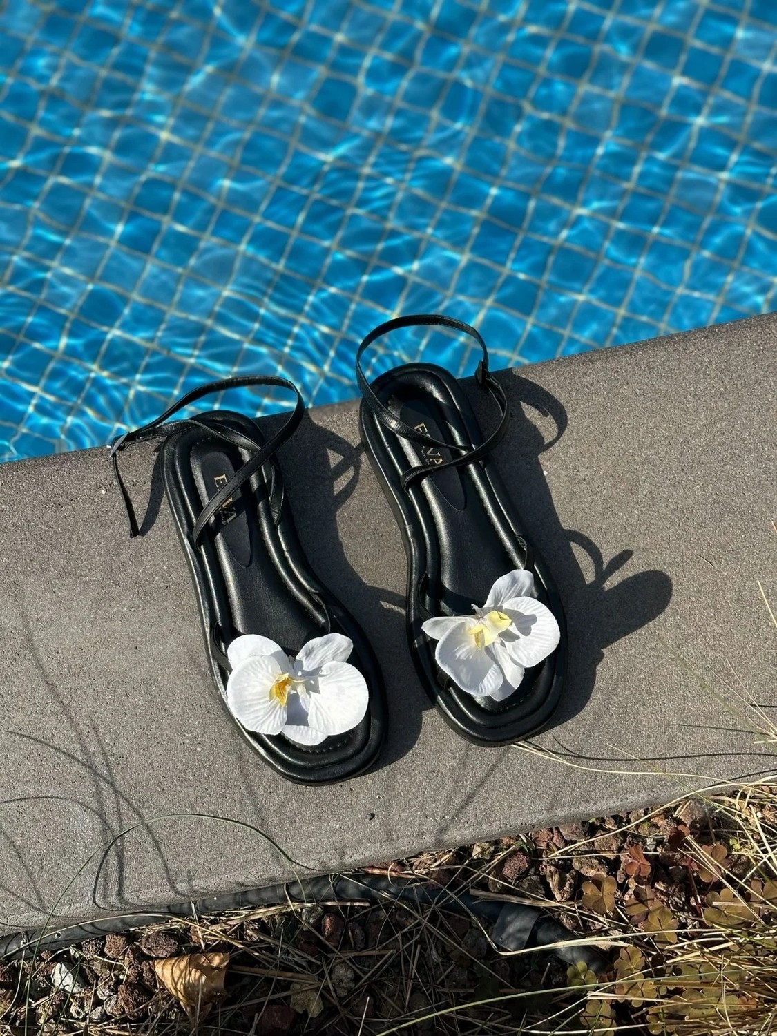 Erva'nın Butiği Siyah Cilt (Flow) Çiçek Detaylı Kadın Sandalet görsel 8