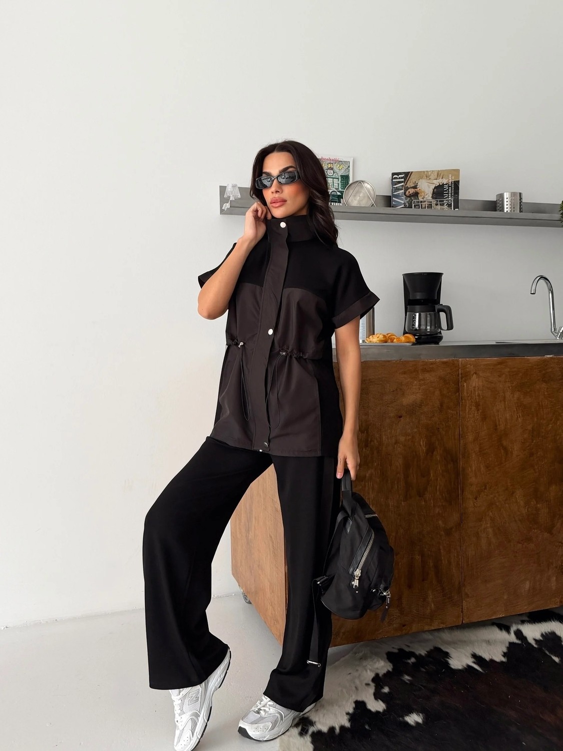 Cey Moda Kadın Modal Kumaş Stoperli Paraşüt Detaylı Çıt Çıtlı Cepli Takım görsel 6