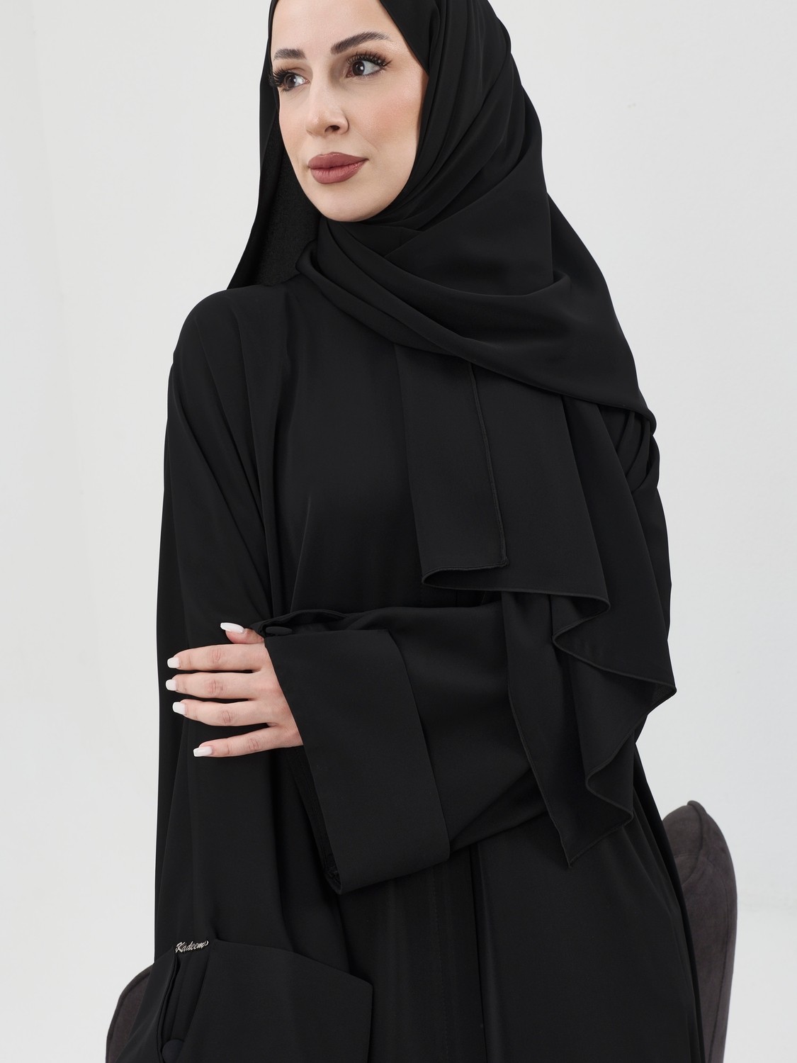 Kadeem Giyim Zalina Şal Abaya Takım - Bej görsel 8