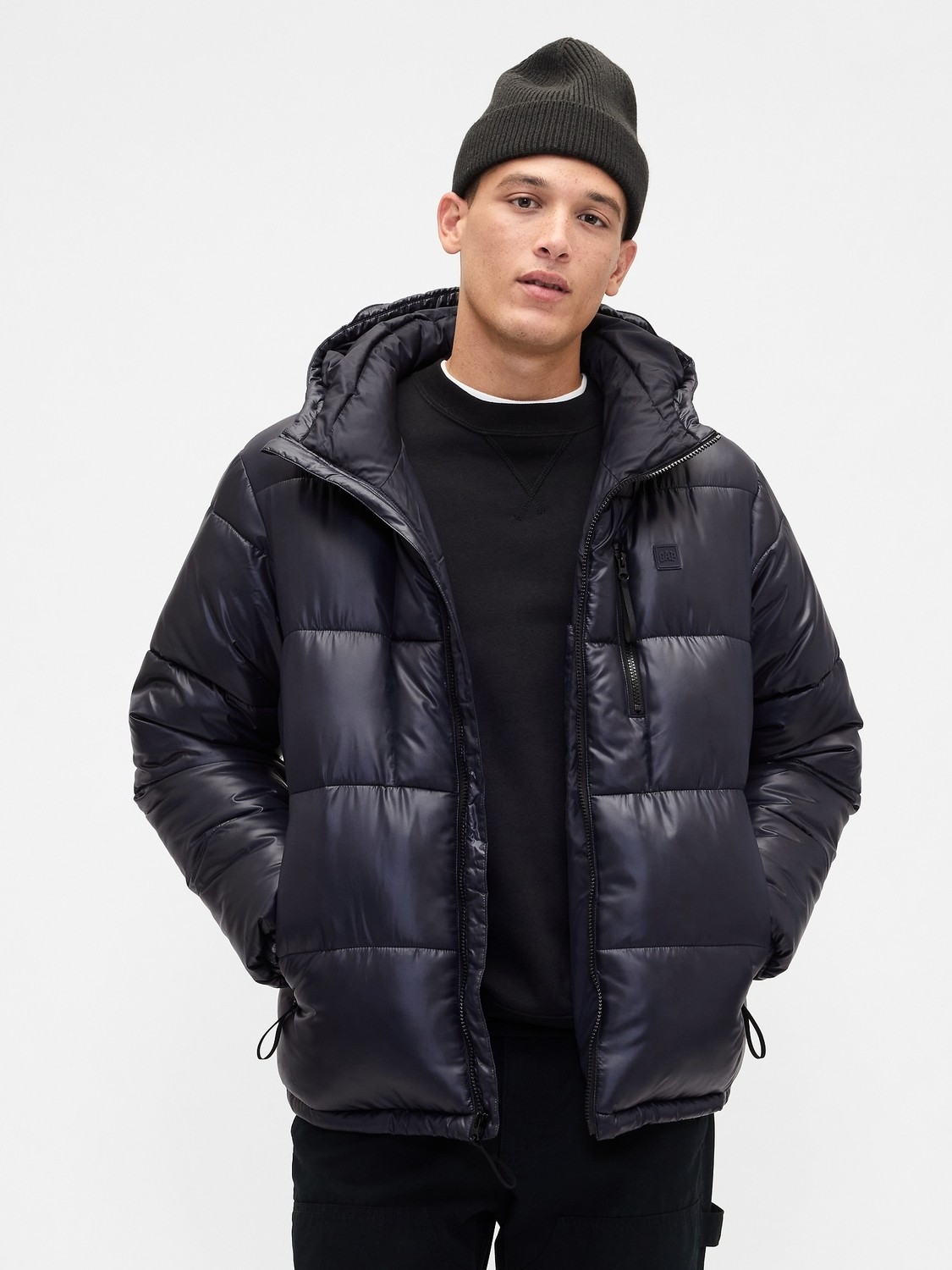 Gap Erkek Beyaz Geri Dönüştürülmüş Heavyweight Şişme Puffer Şişme Mont