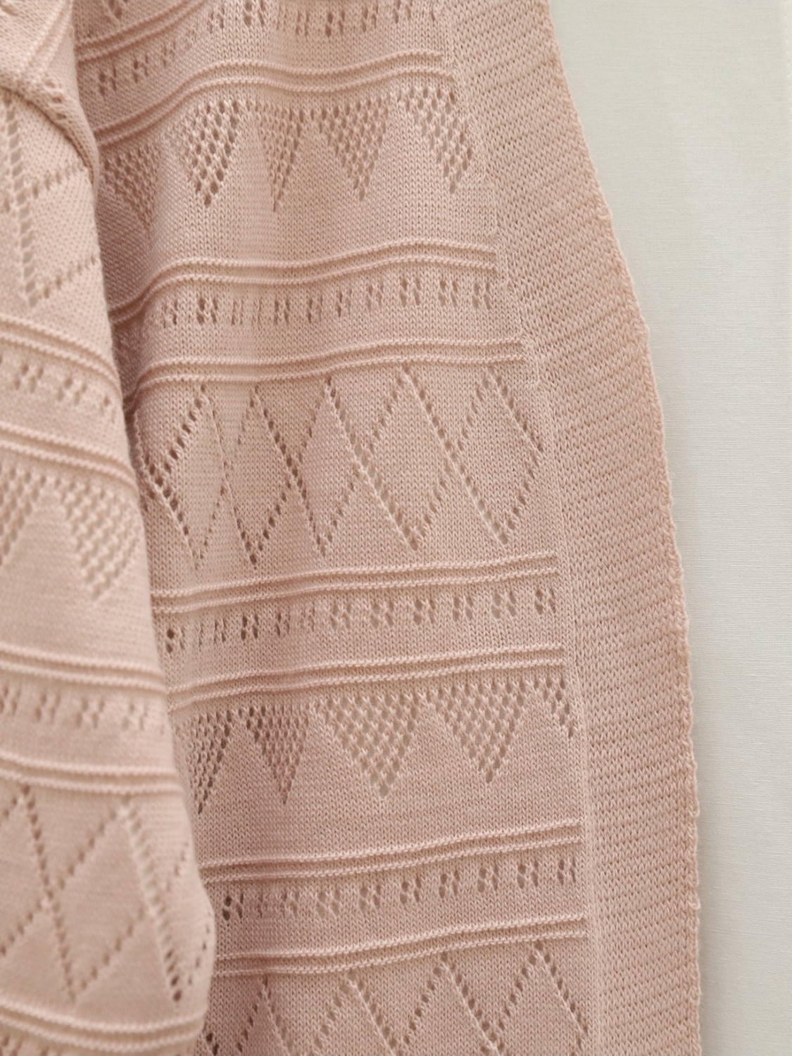 Moda Morfo Karışık Desenli Ajurlu Triko Hırka -Pudra görsel 3