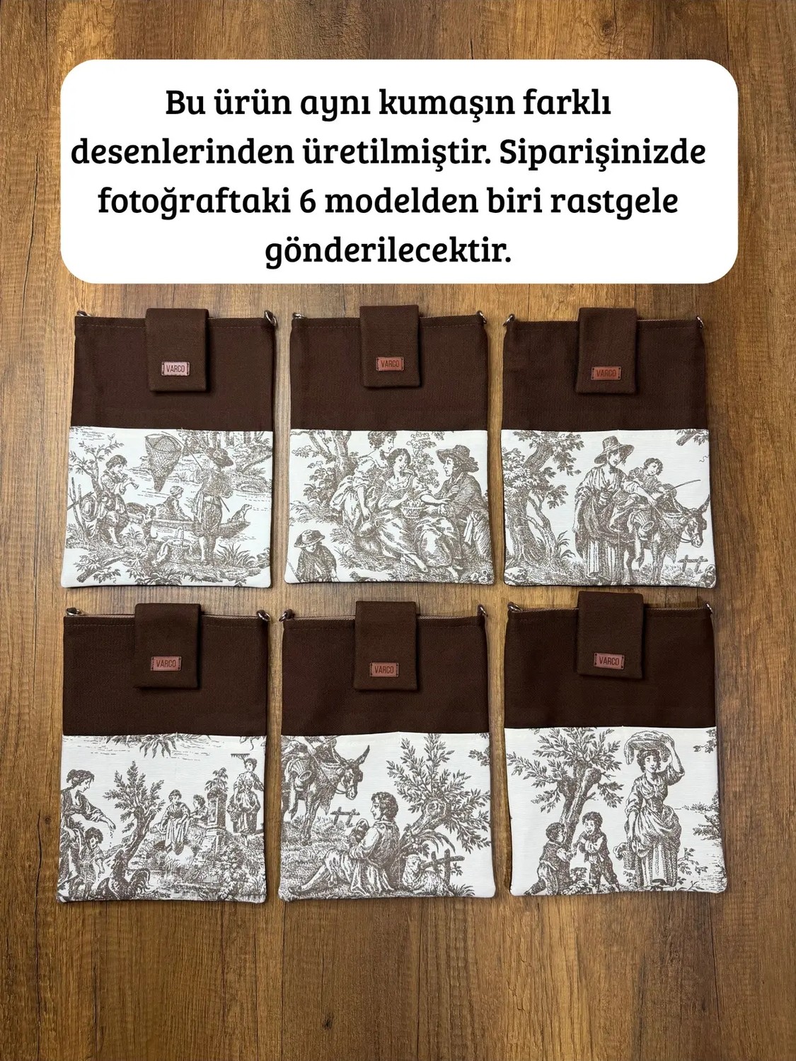 Aksesuar Sepeti El Yapımı, Fransız Köylüsü Desenli, Cepli, Taşıma Askılı, Kılıf Çanta, Tablet Kılıfı, Kitap Kılıfı görsel 2
