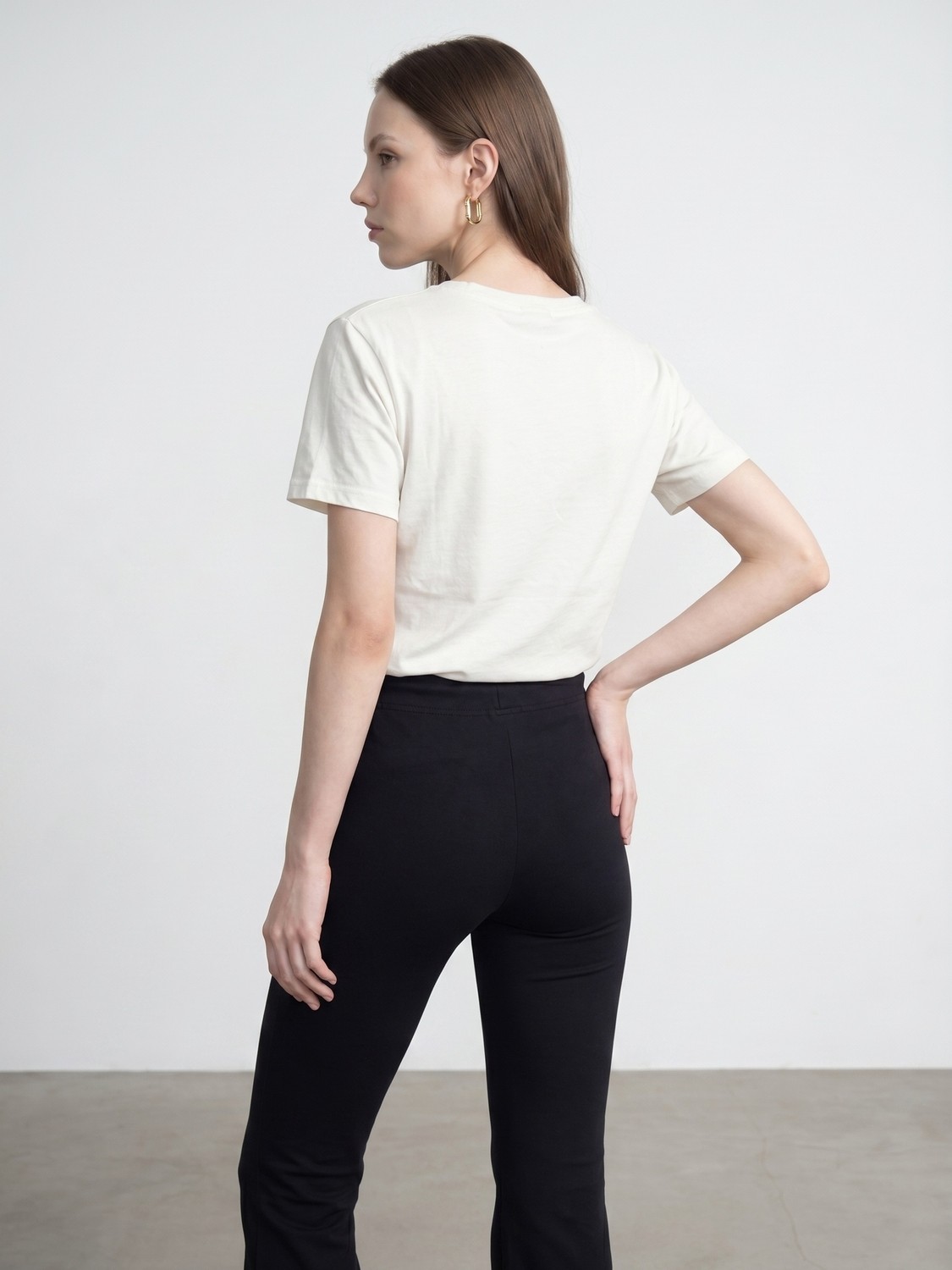 Dilvin 32847 Lyocell Karışımlı V Yaka T-Shirt-K.lacivert görsel 6