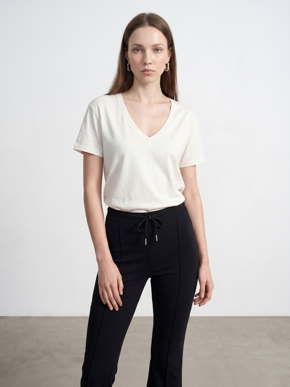 Dilvin 32847 Lyocell Karışımlı V Yaka T-Shirt-K.lacivert görsel 7