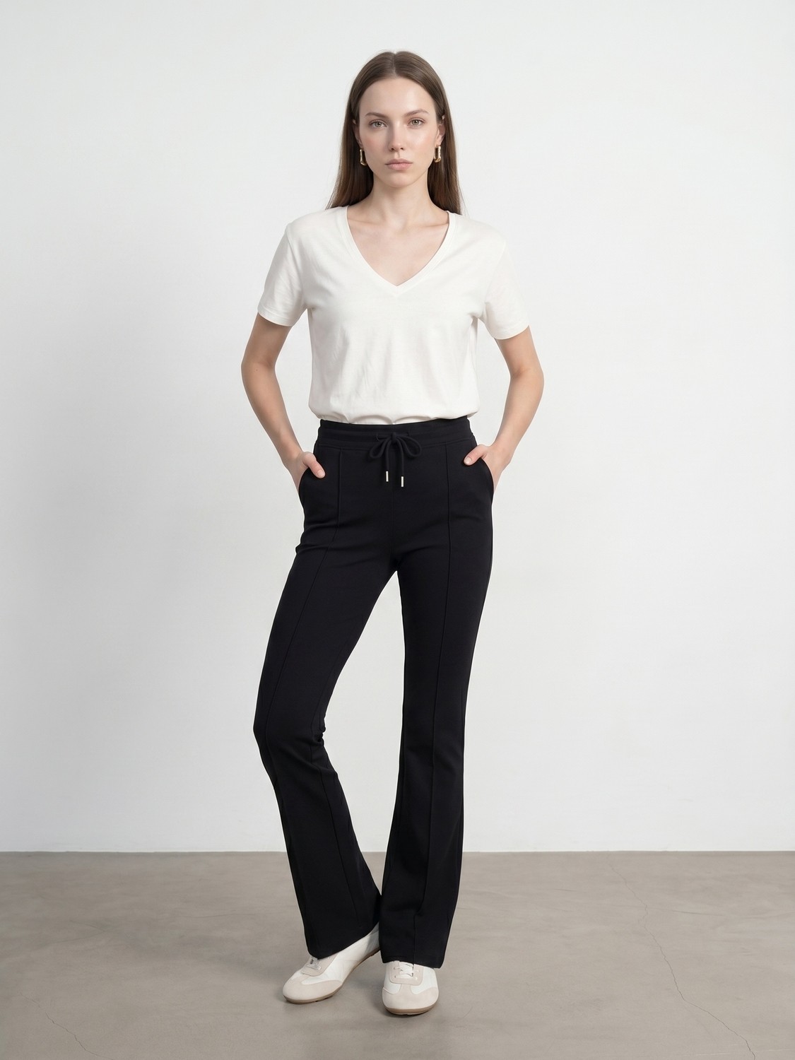 Dilvin 32847 Lyocell Karışımlı V Yaka T-Shirt-K.lacivert görsel 8