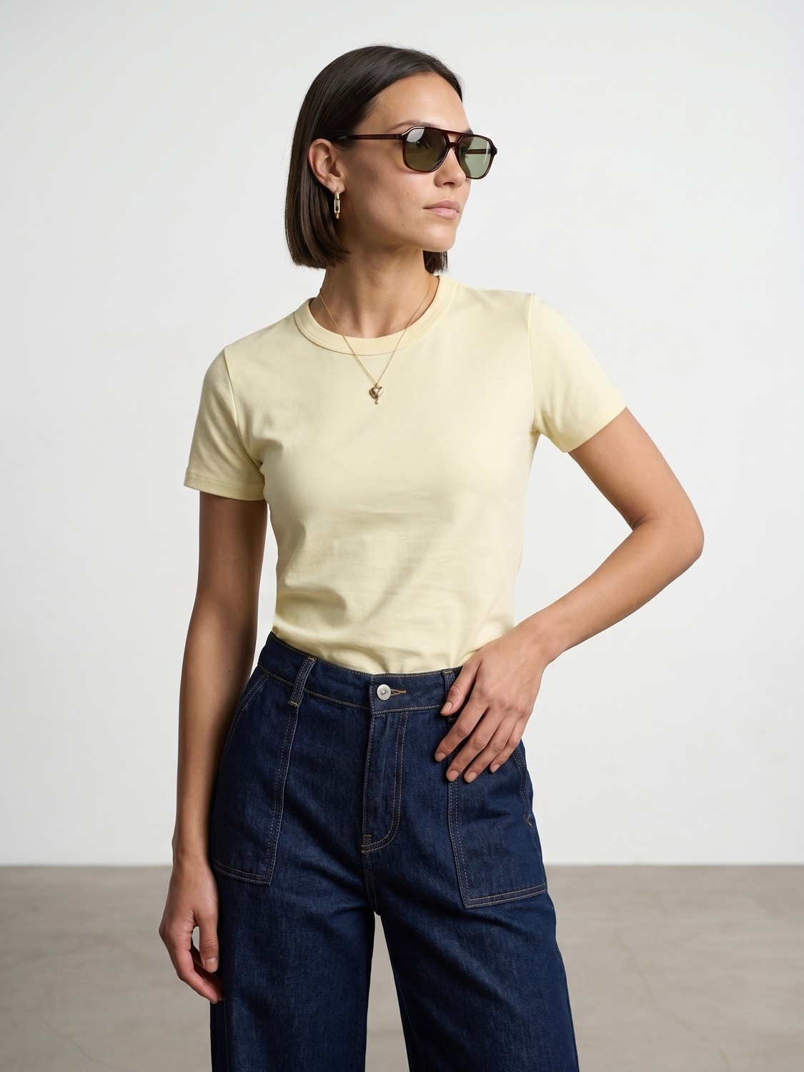 Dilvin 32779 Bisiklet Yaka T-Shirt-Beyaz görsel 7