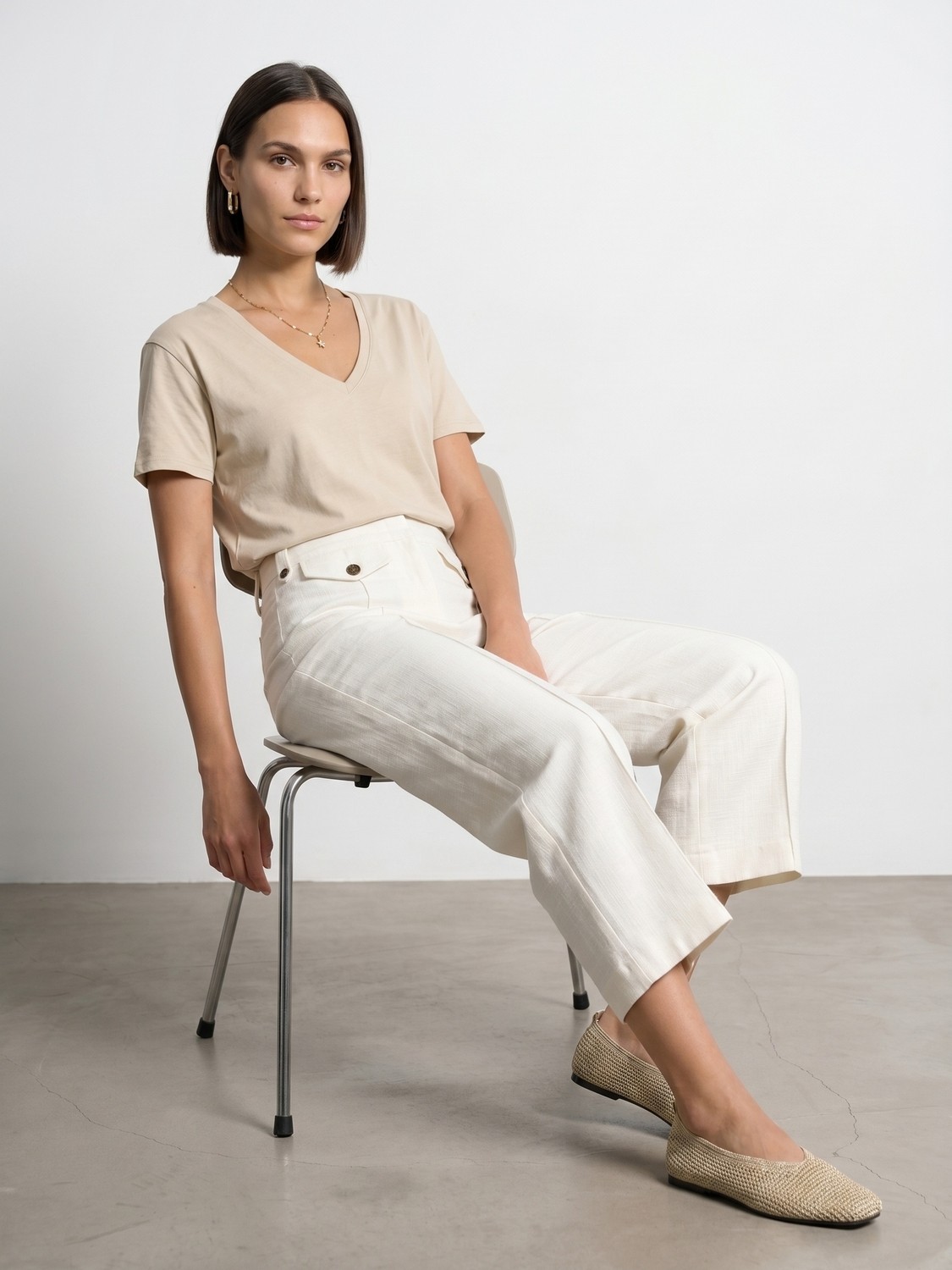 Dilvin 32847 Lyocell Karışımlı V Yaka T-Shirt-K.lacivert