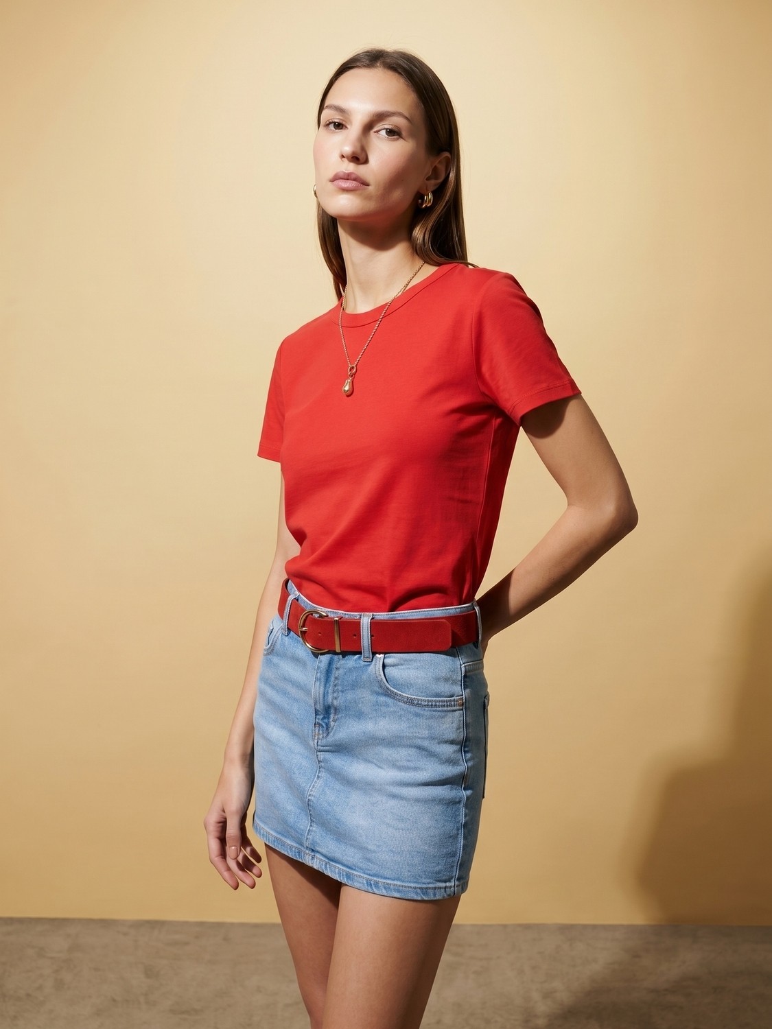 Dilvin 32779 Bisiklet Yaka T-Shirt-Beyaz