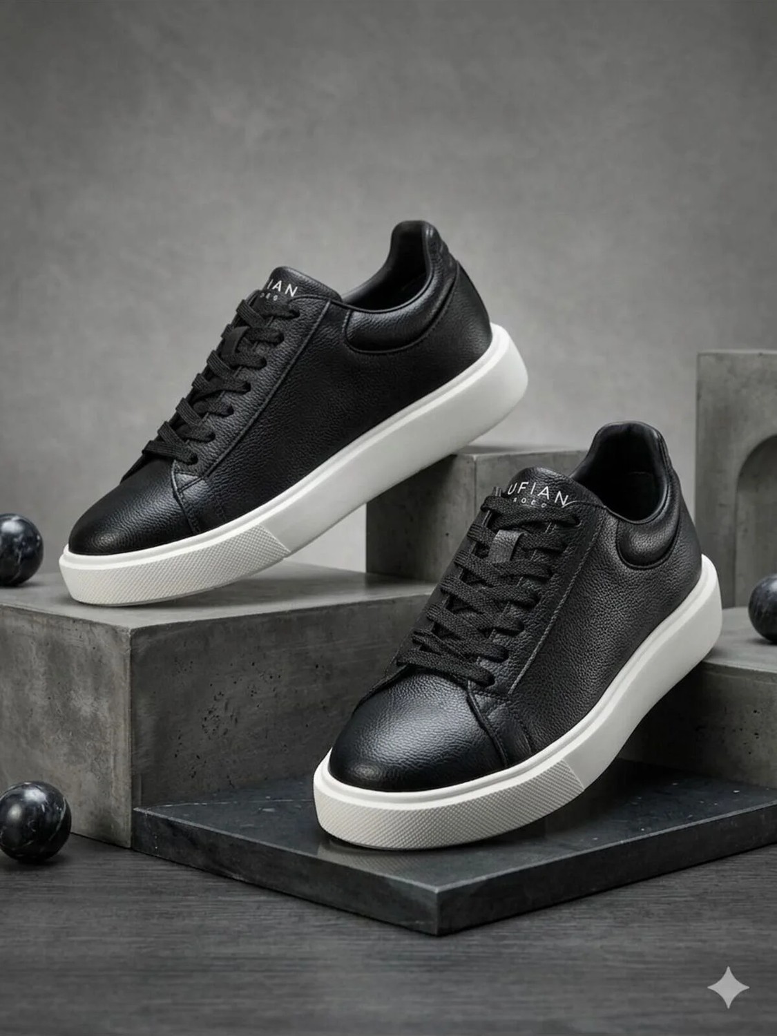 Lufian LFR-5454 Erkek Siyah Beyaz Sneaker Ayakkabı görsel 3