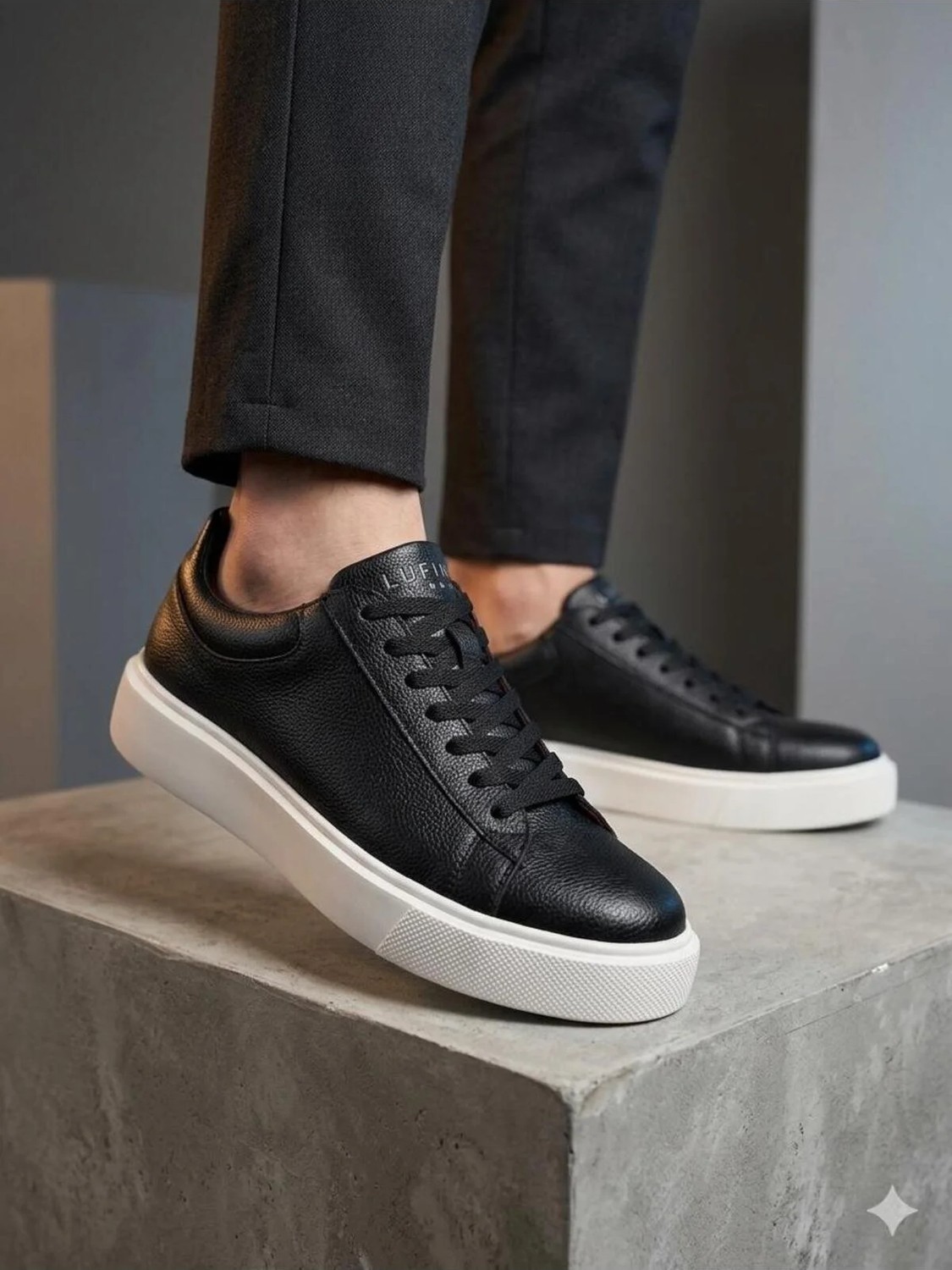 Lufian LFR-5454 Erkek Siyah Beyaz Sneaker Ayakkabı görsel 5