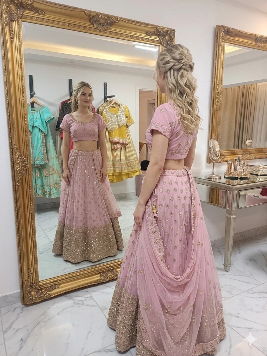 Aashiv's Collection [renk] [kumaş Türü] Işlemeli Hint Lehenga Choli Takımı