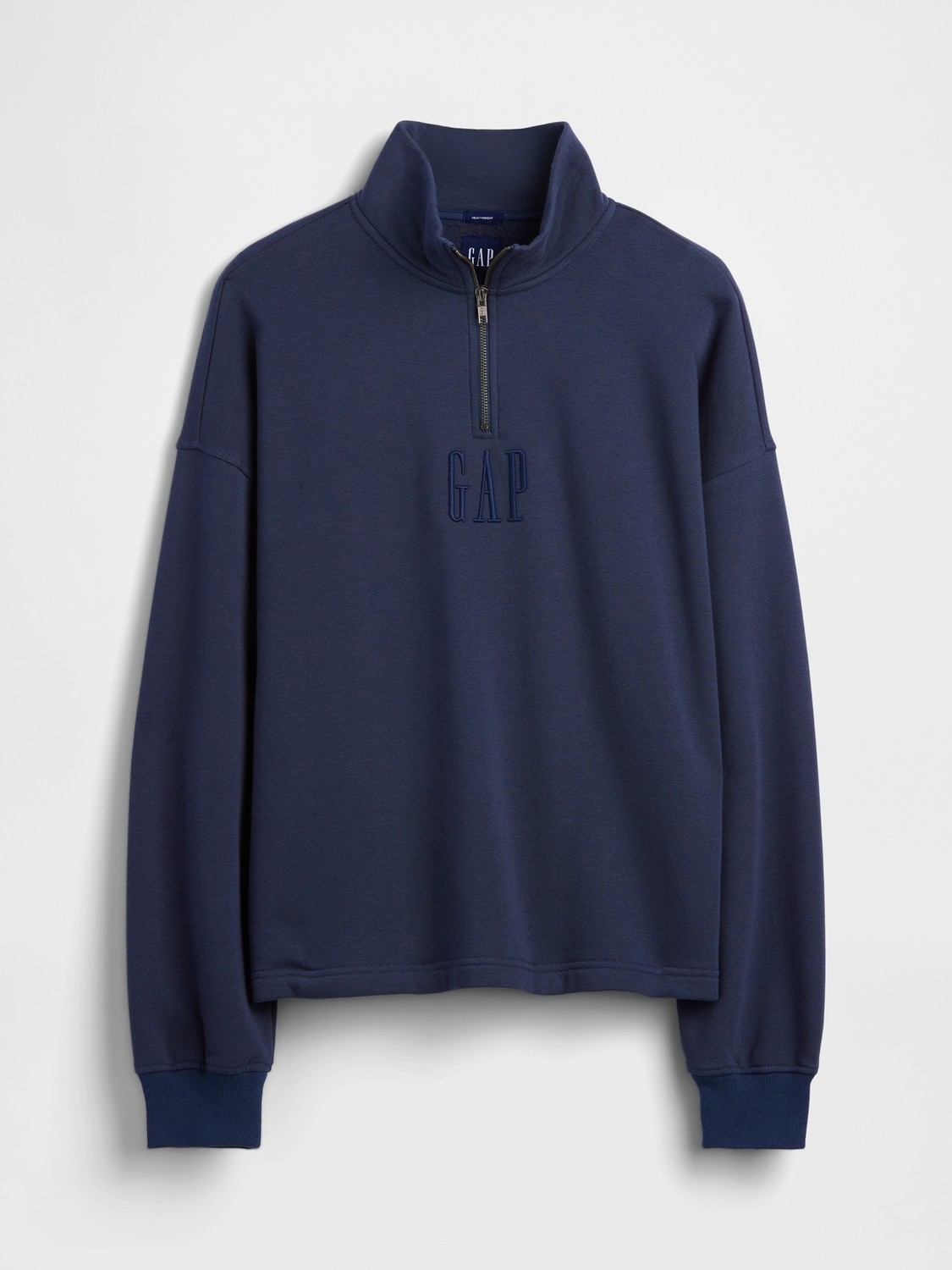 Gap Erkek Kırmızı Heavyweight Oversized Logo Yarım Fermuarlı Sweatshirt görsel 7