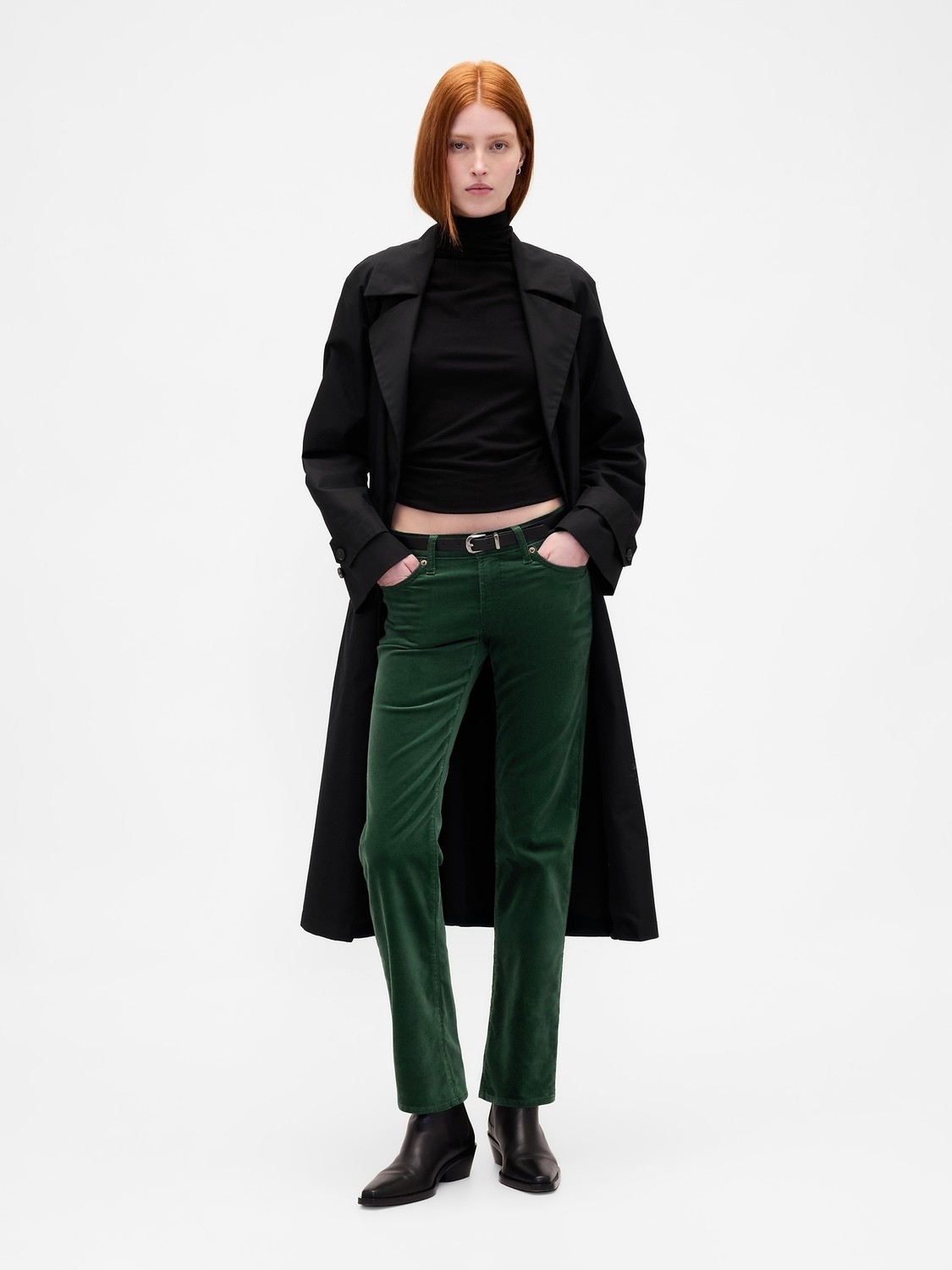 Gap Kadın Yeşil Low Rise Kadife '90S Slim Pantolon