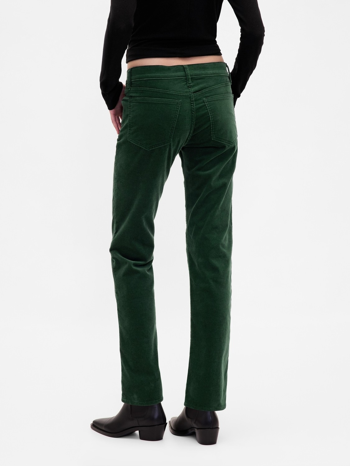 Gap Kadın Yeşil Low Rise Kadife '90S Slim Pantolon görsel 5