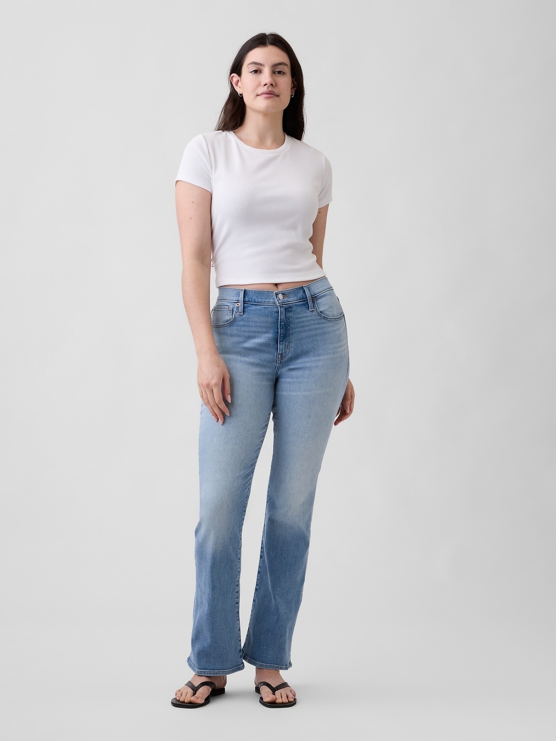 Gap Kadın Açık Mavi Mid Rise Universal Baby Boot Jean Pantolon görsel 4