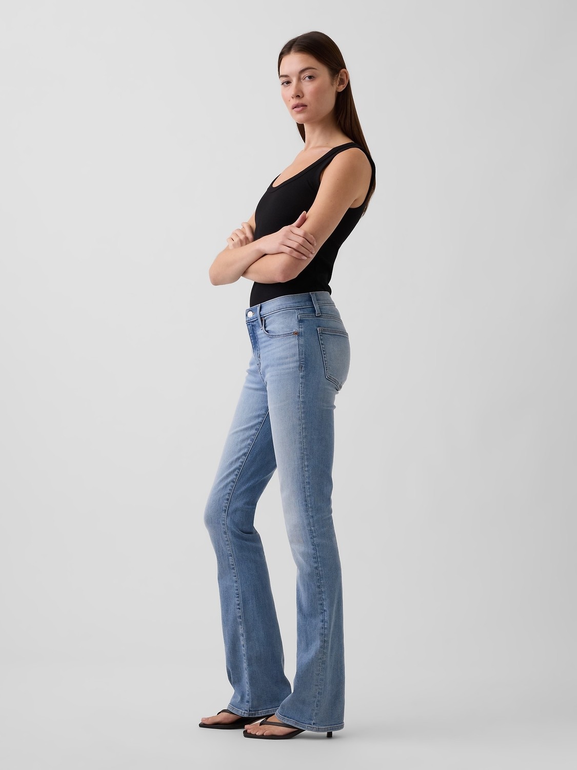 Gap Kadın Açık Mavi Mid Rise Universal Baby Boot Jean Pantolon görsel 6