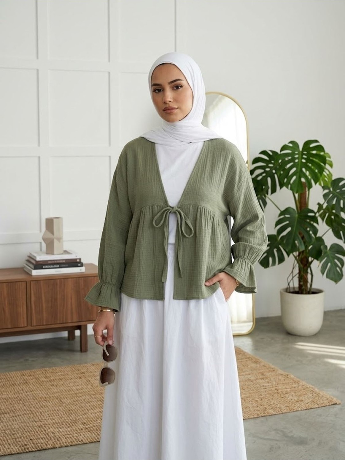 Foremia Önü Bağlamalı Kısa Kimono-Taş -