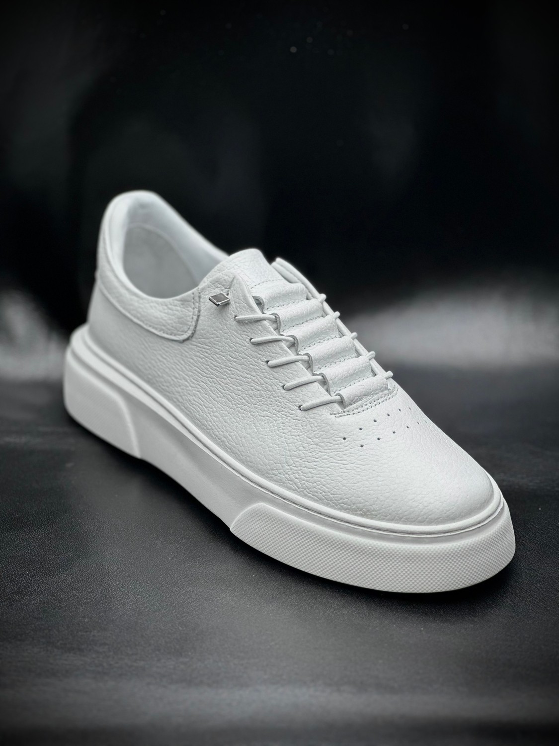 Derify Hakiki Deri Beyaz Erkek Casual Ayakkabı, Ortopedik, Ultra Rahat, Akıllı Bağcık, Günlük Sneaker görsel 3