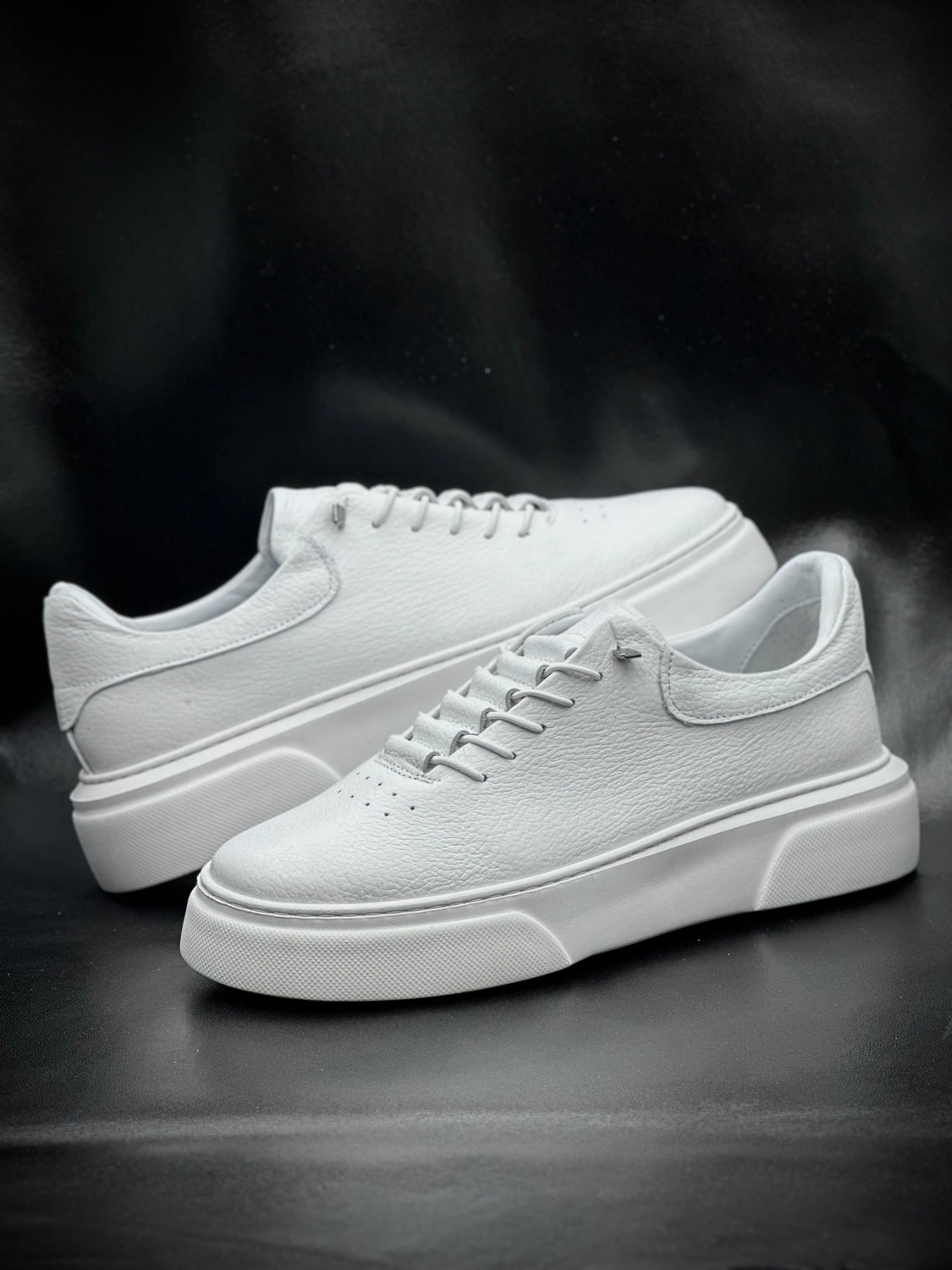 Derify Hakiki Deri Beyaz Erkek Casual Ayakkabı, Ortopedik, Ultra Rahat, Akıllı Bağcık, Günlük Sneaker görsel 4