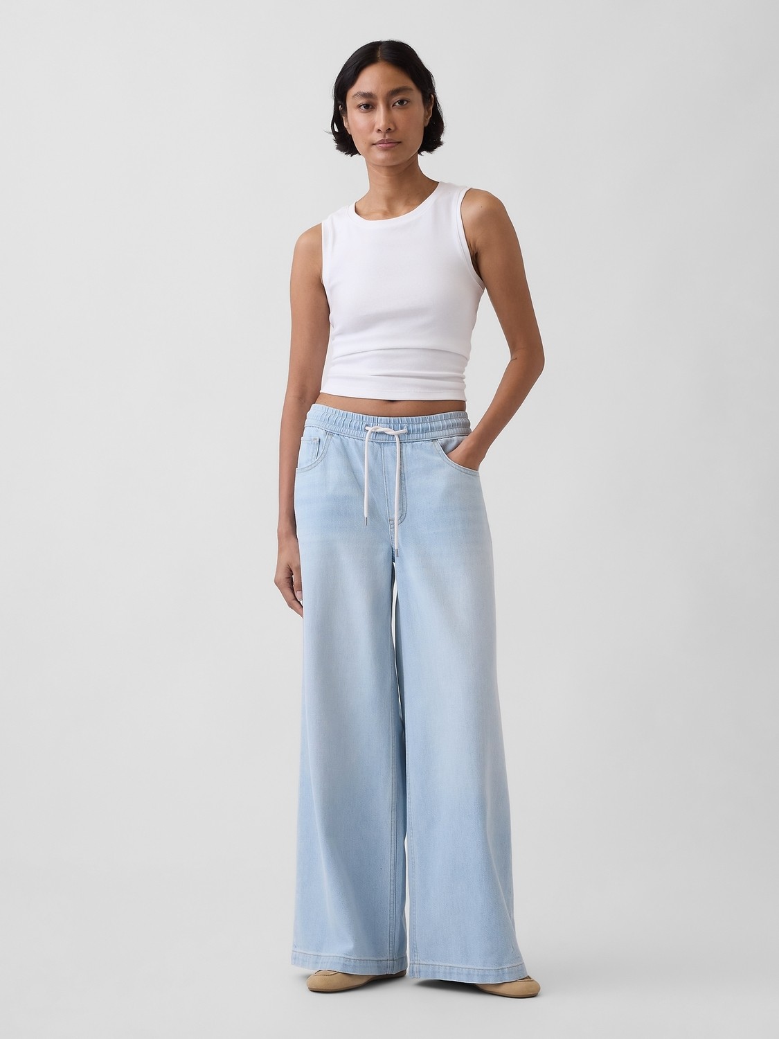 Gap Kadın Açık Mavi Mid Rise Ultrasoft Easy Baggy Jean Pantolon