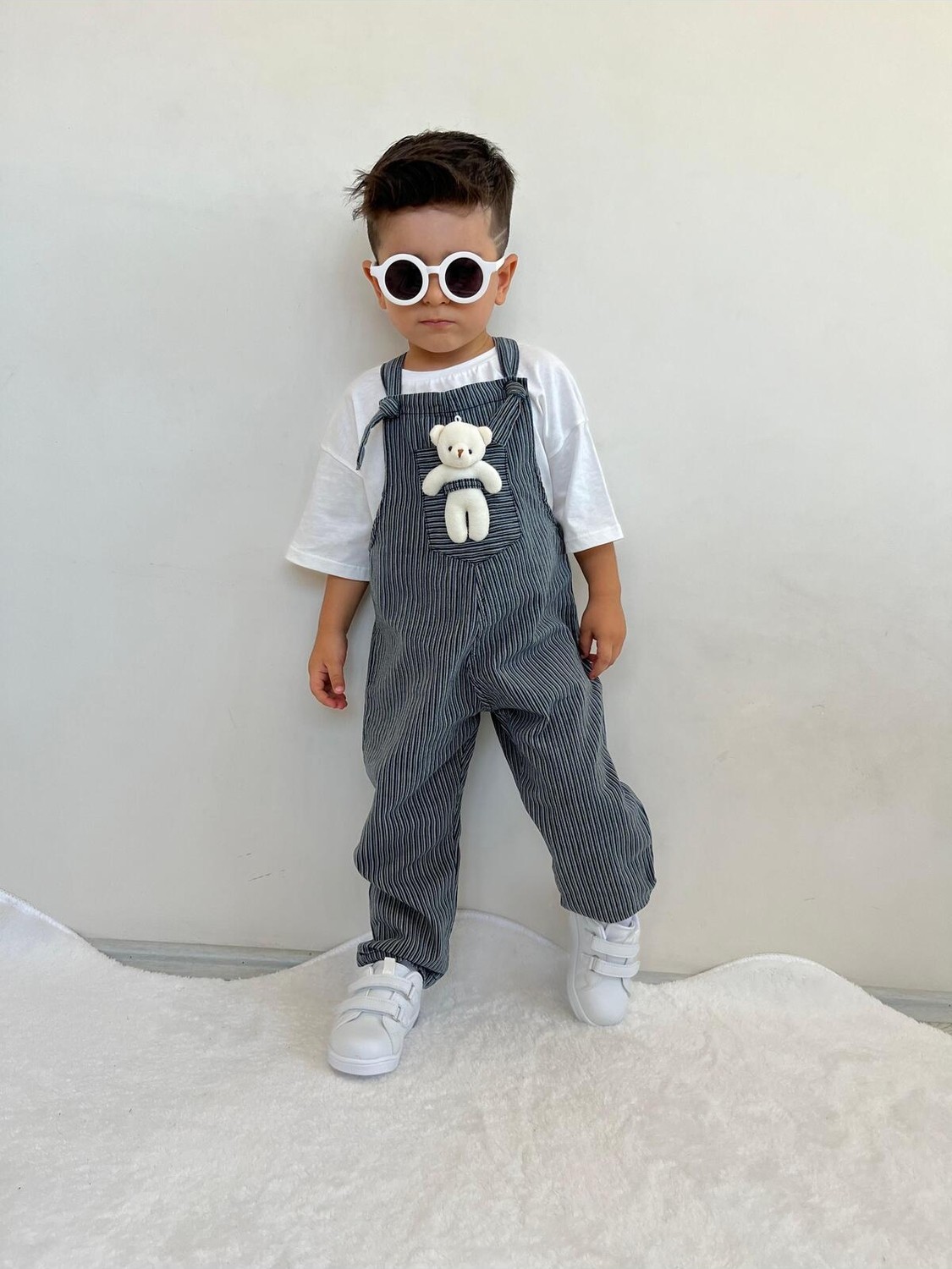 Empressco Boy Çizgili Teddy Oyuncaklı Bağlamalı Salopet - Fiyatı, Yorumları