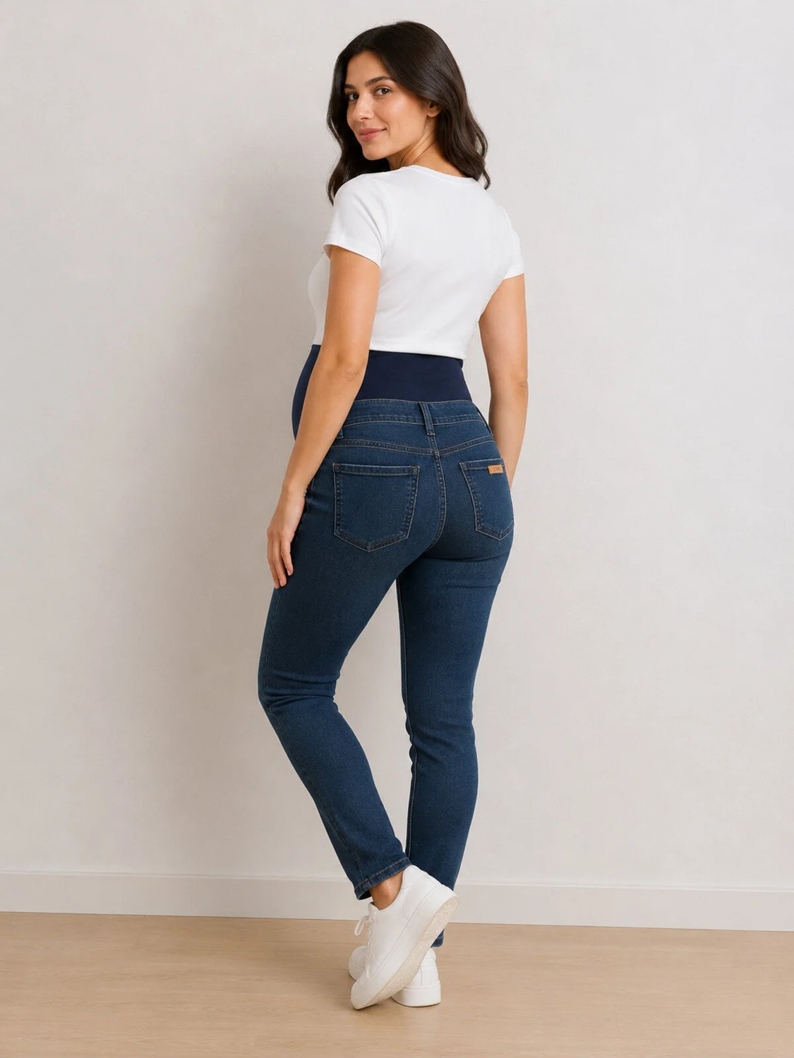 Meghan L.A Çift Taraflı Kademeli Lastikli Bel Ayarlı Skinny Hamile Kot Pantolon görsel 3