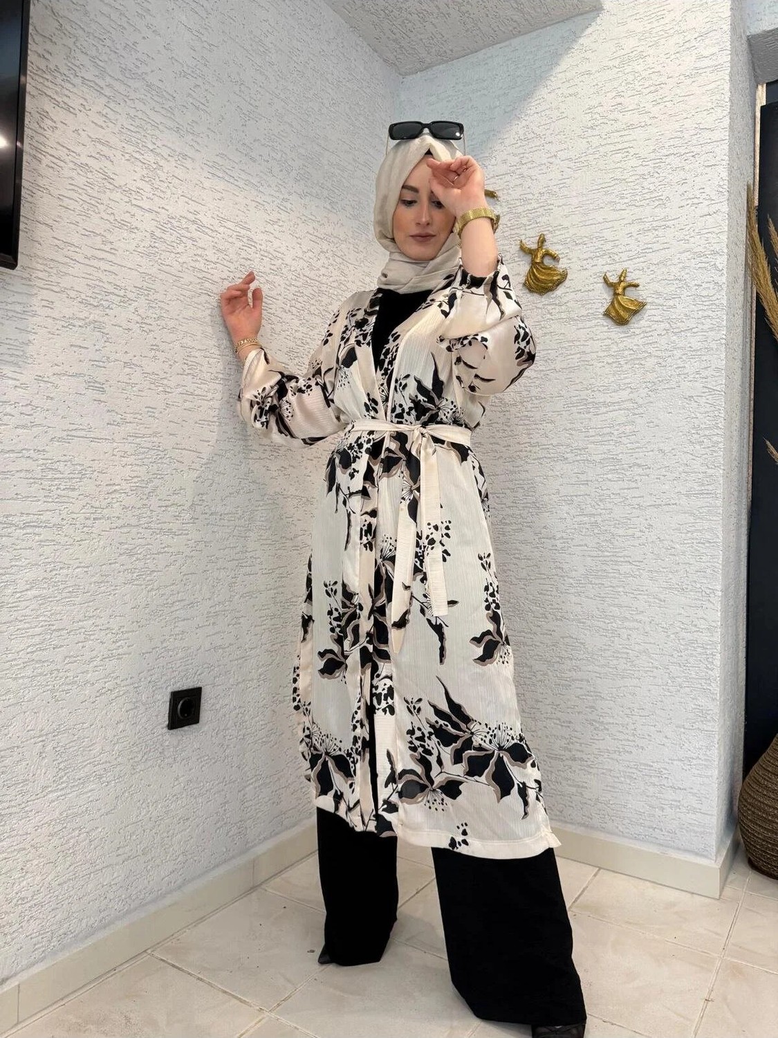Aysun Aydemir Desenli Yazlik Tesettur Kimono