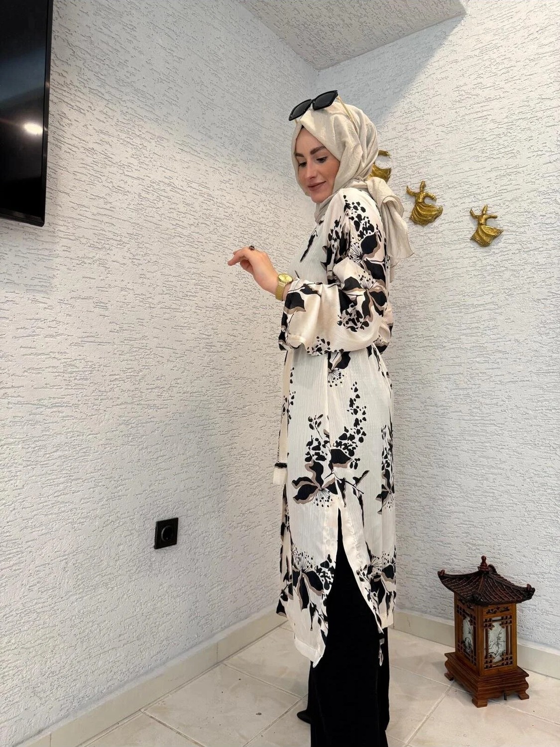Aysun Aydemir Desenli Yazlik Tesettur Kimono görsel 2