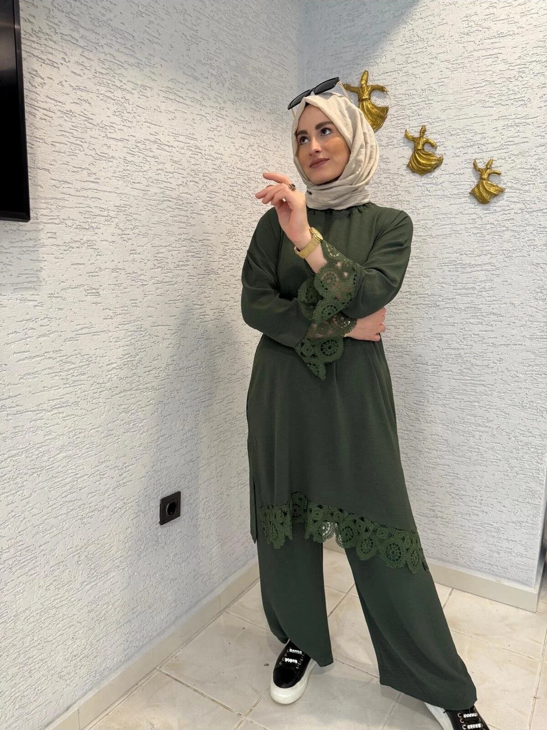 Aysun Aydemir Yazlık Dantel Detaylı Ikili Takım