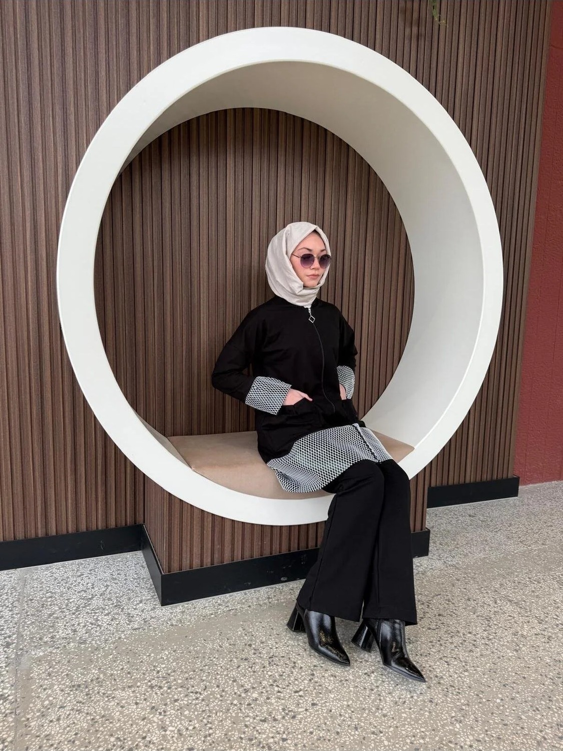 Aysun Aydemir File Detaylı Fermuarlı Alt Üst Ikili Tesettür Eşofman Takım görsel 3