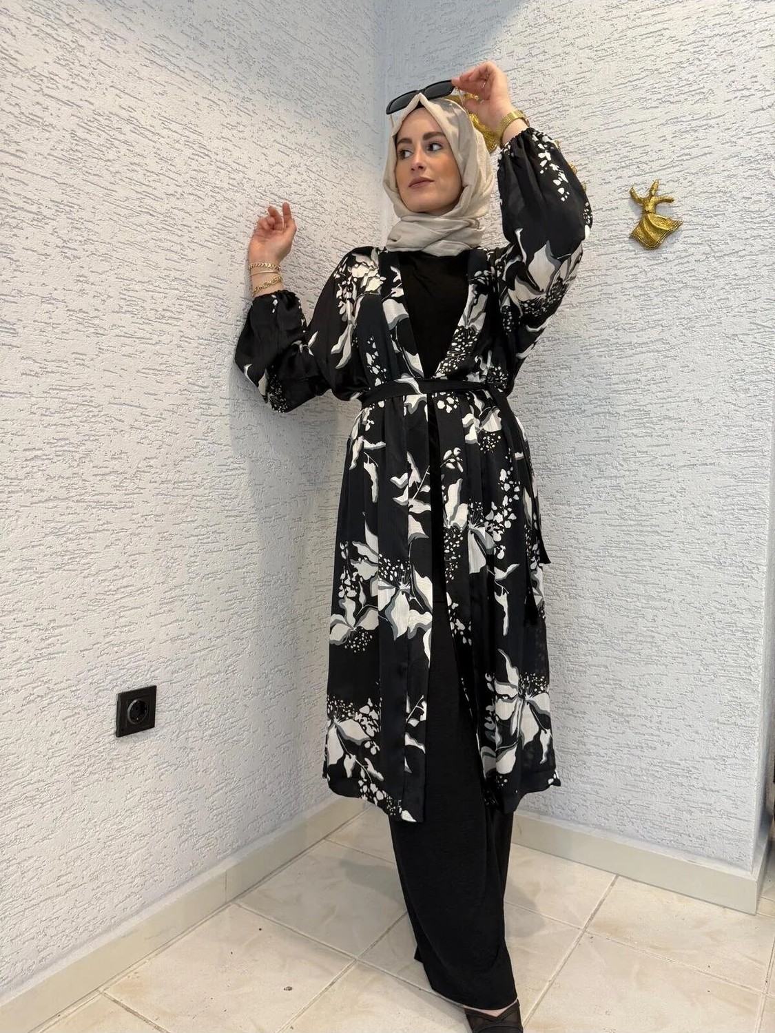 Aysun Aydemir Desenli Yazlık Tesettür Kimono